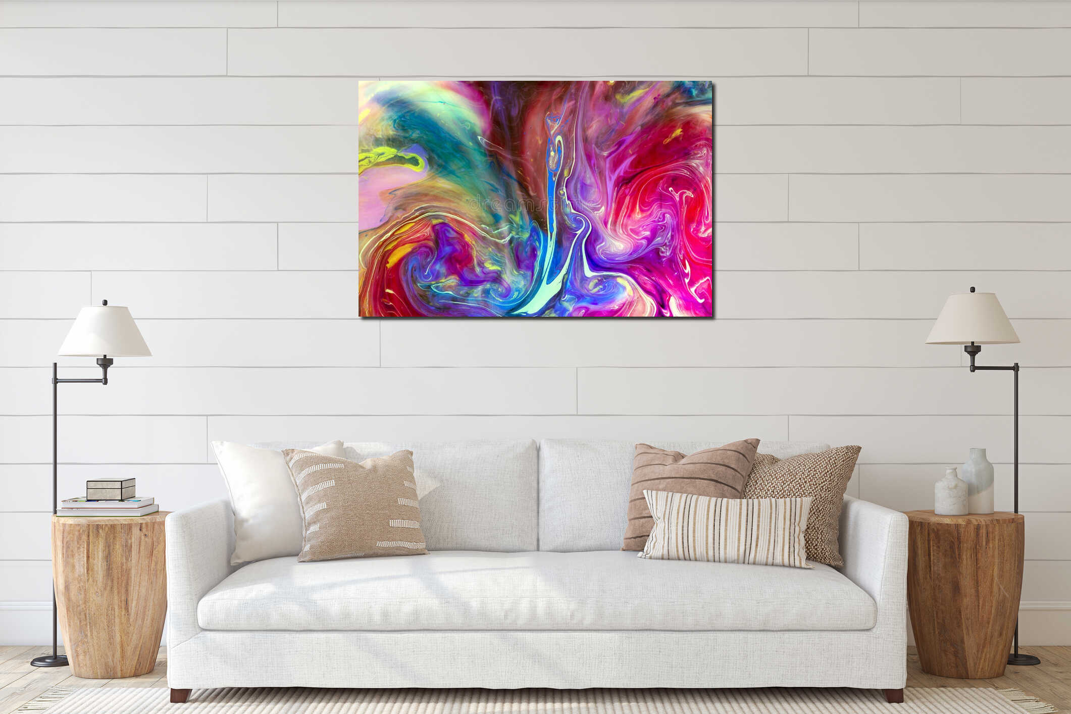 Canvas hanging interior mockup