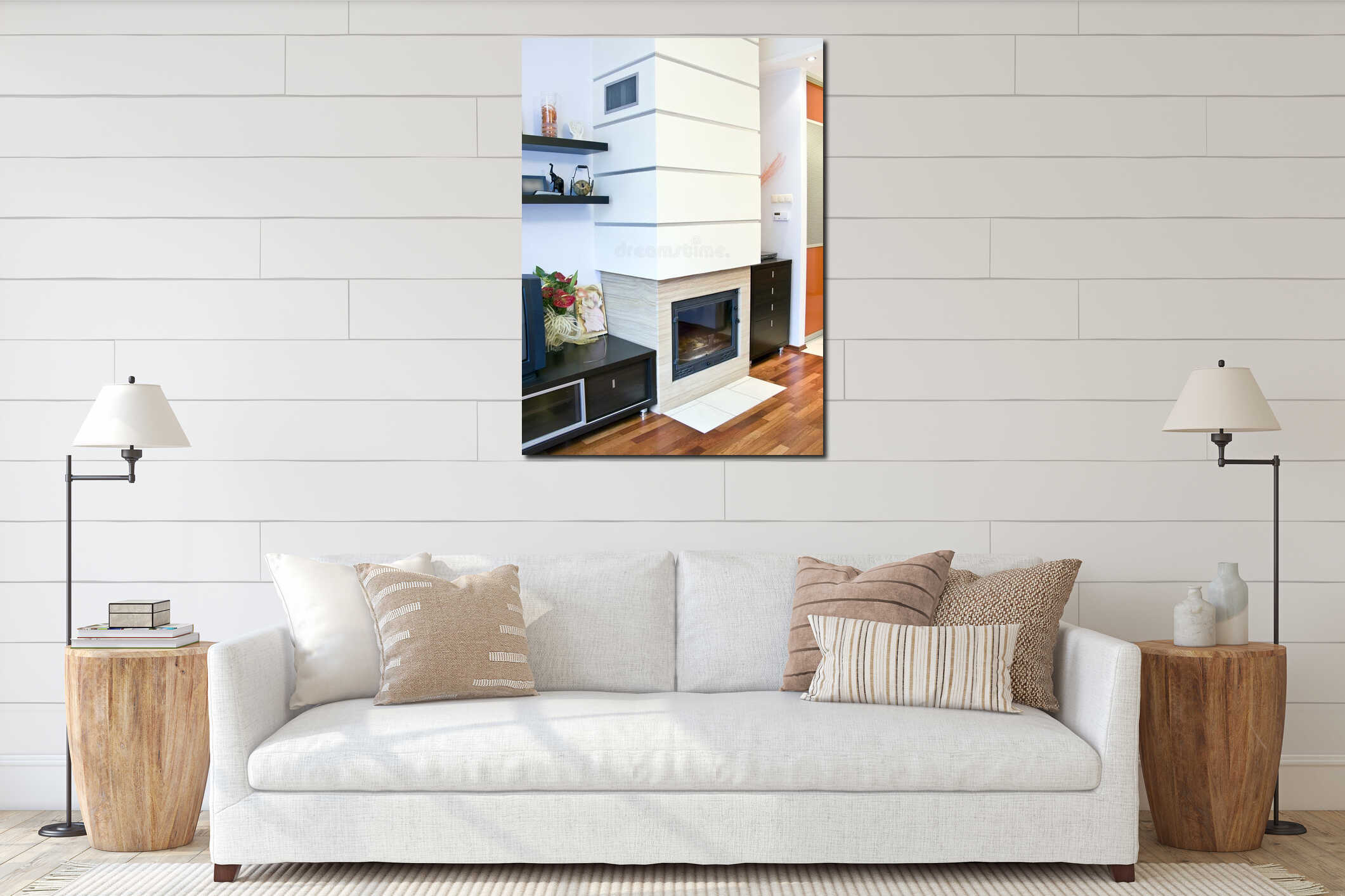 Canvas hanging interior mockup