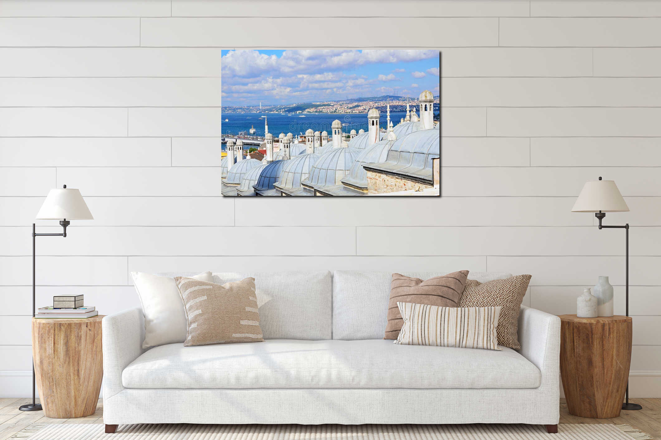 Mosque domes and Bosporus interior mockup