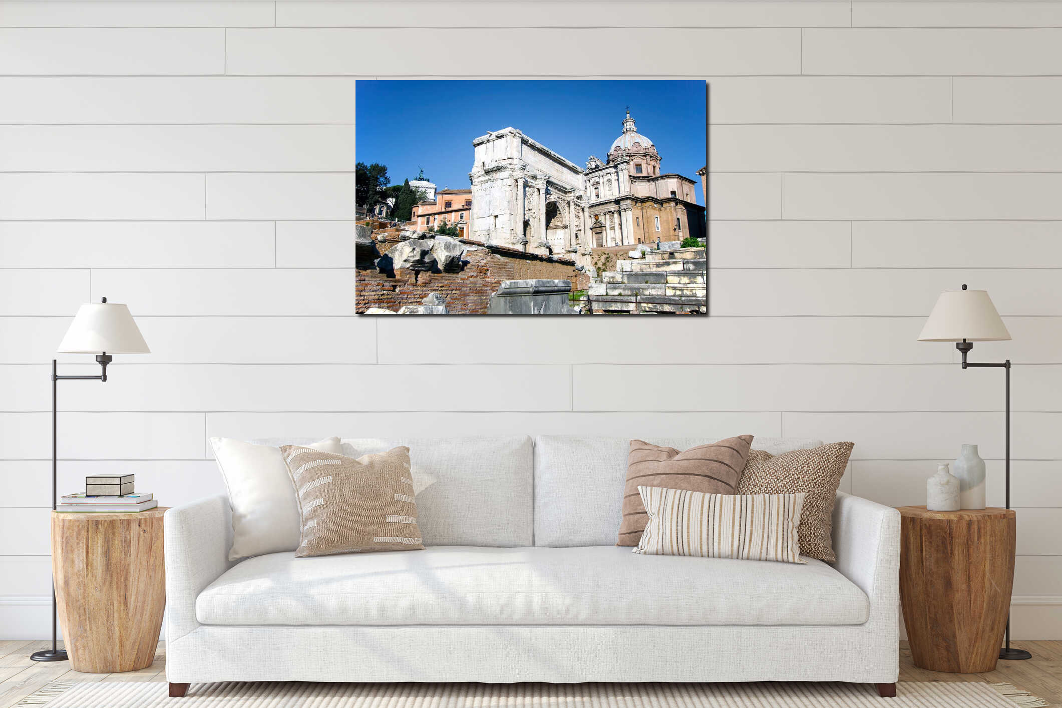 Arch of Septimius Severus in the ruins of Roman forum interior mockup