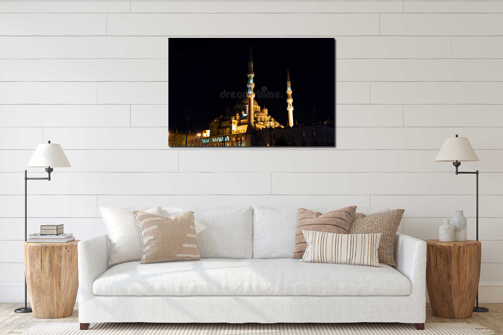 Yeni Cami, meaning New Mosque in night interior mockup