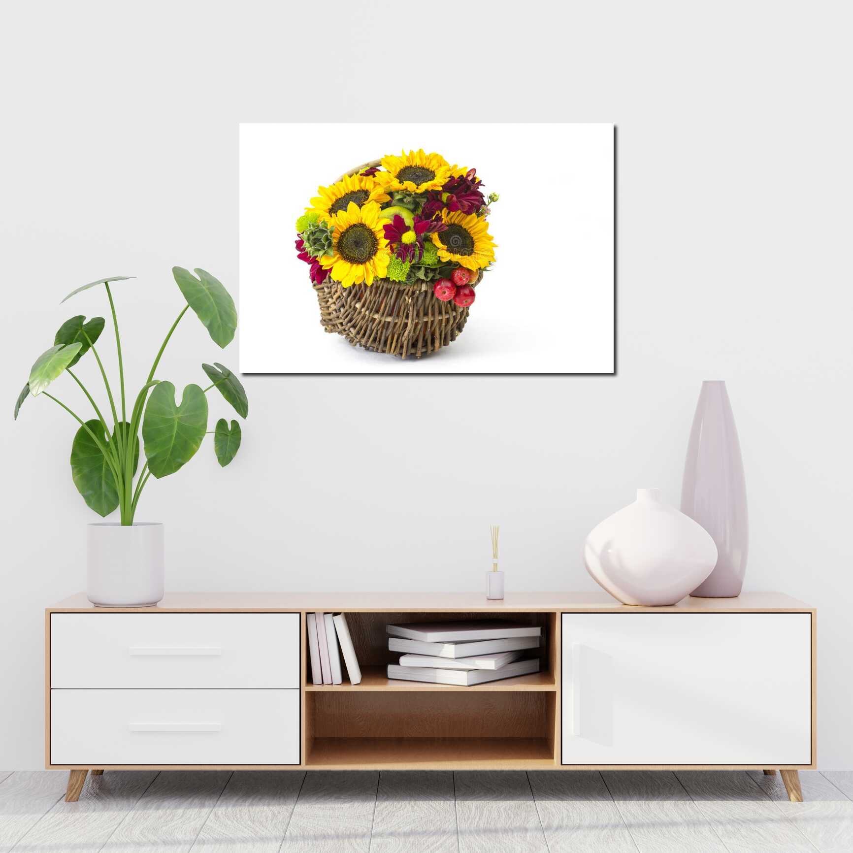 Canvas above sofa for size context