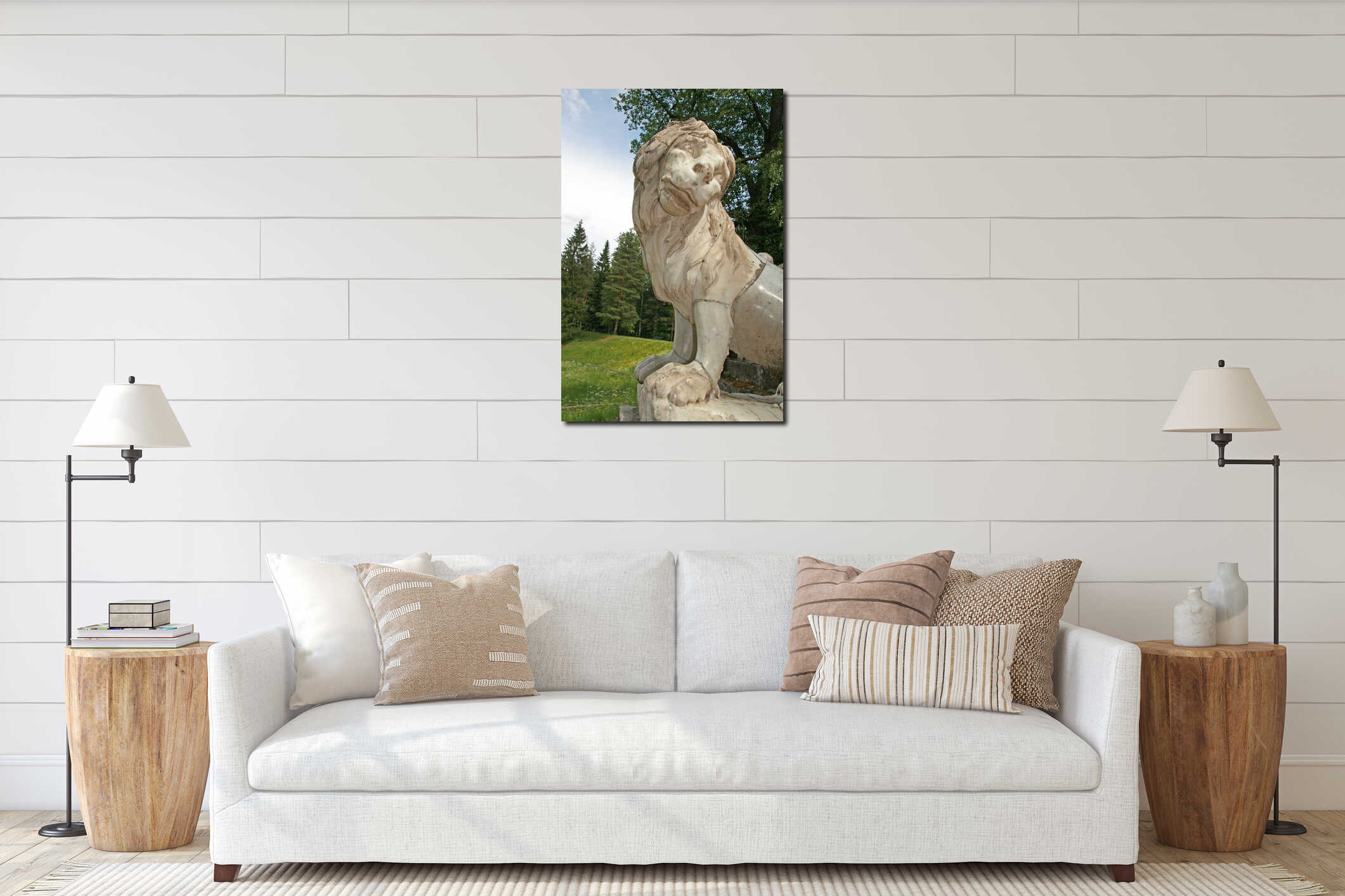 Lion in the park of the Pavlovsk palace, Pavlovsk, Russia interior mockup