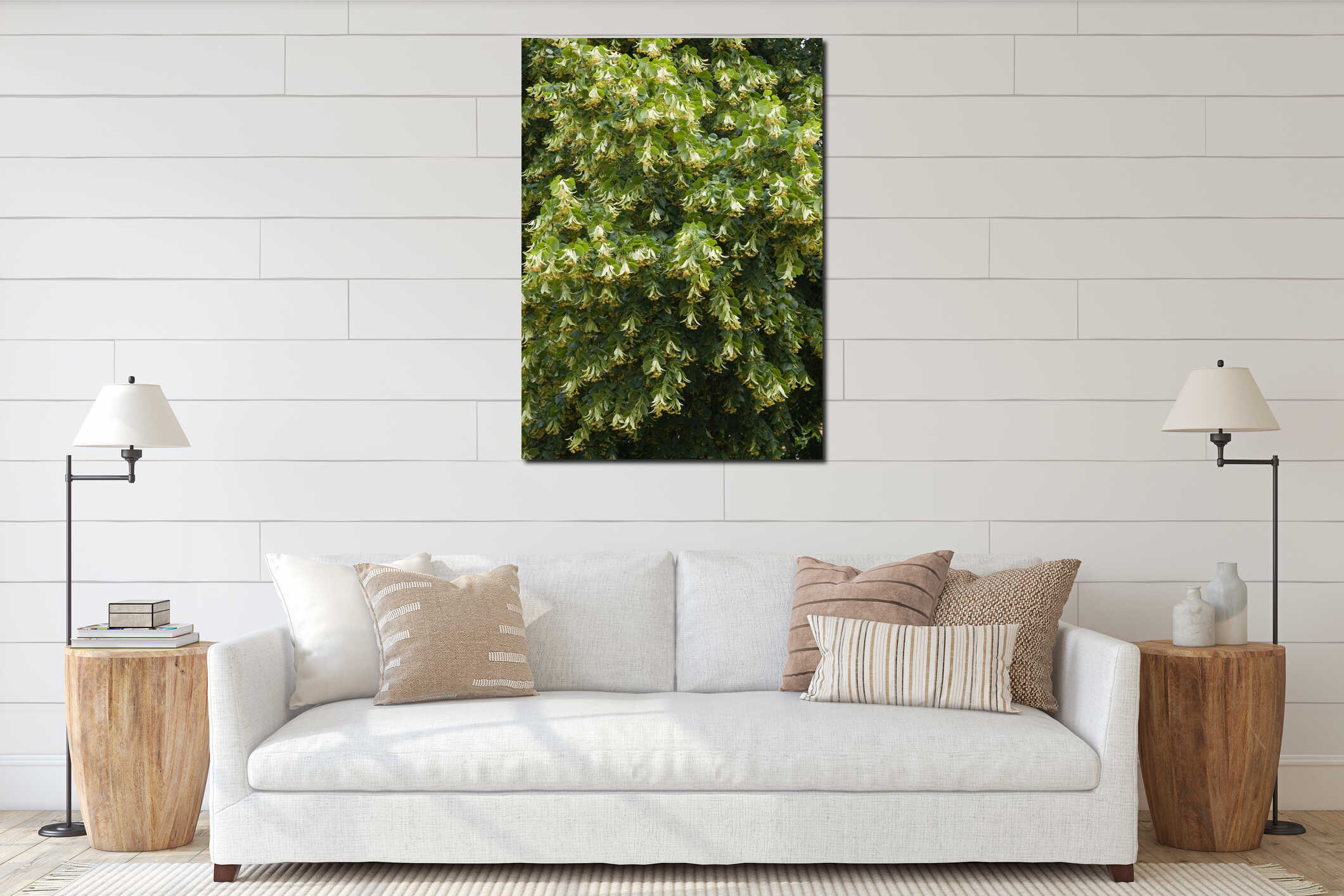 Flowering linden tree interior mockup