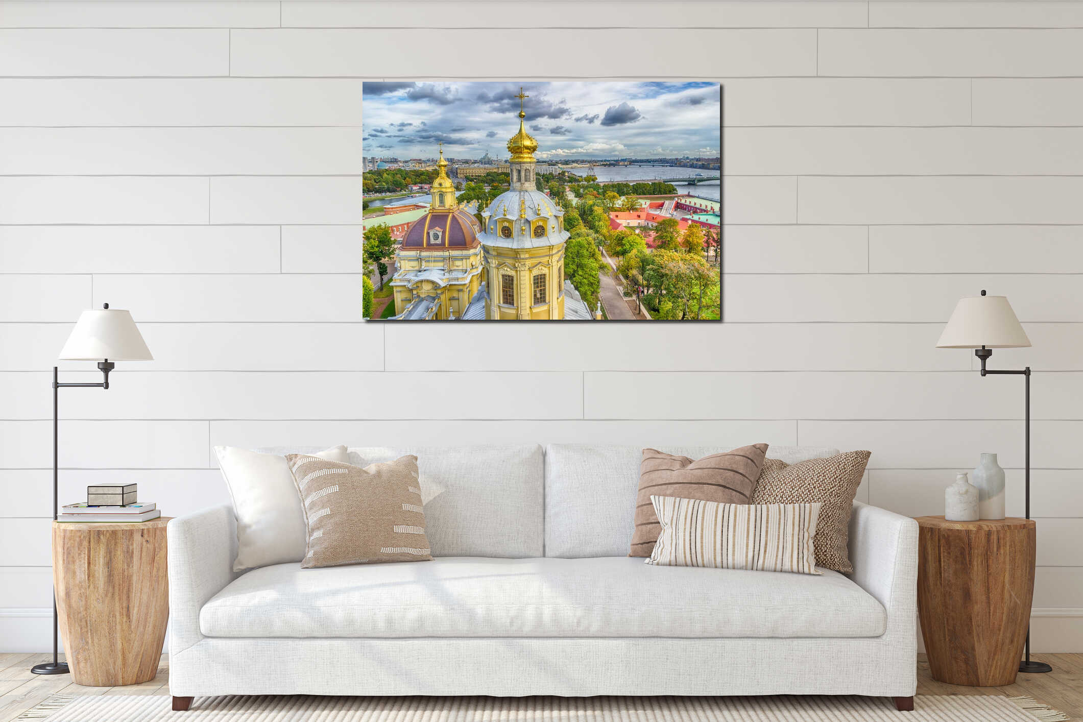 Dome Peter and Paul Cathedral top view panorama St.-Petersburg interior mockup