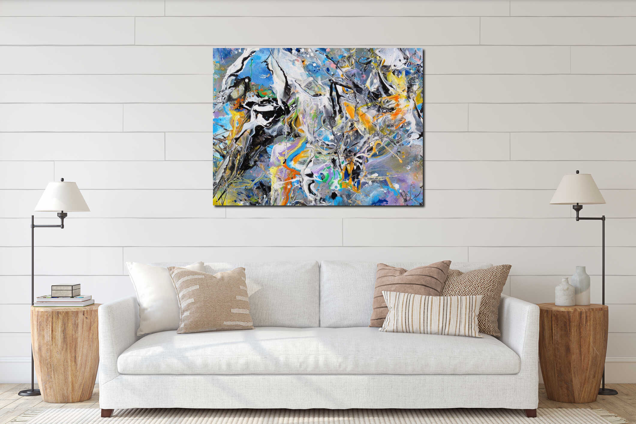 Canvas hanging interior mockup