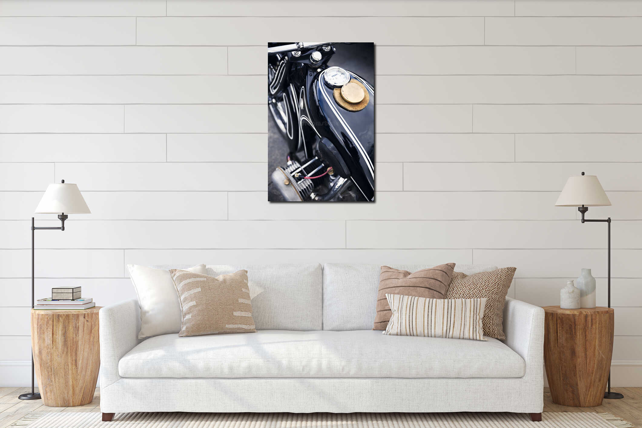 Close detail of an old German motorcycle interior mockup