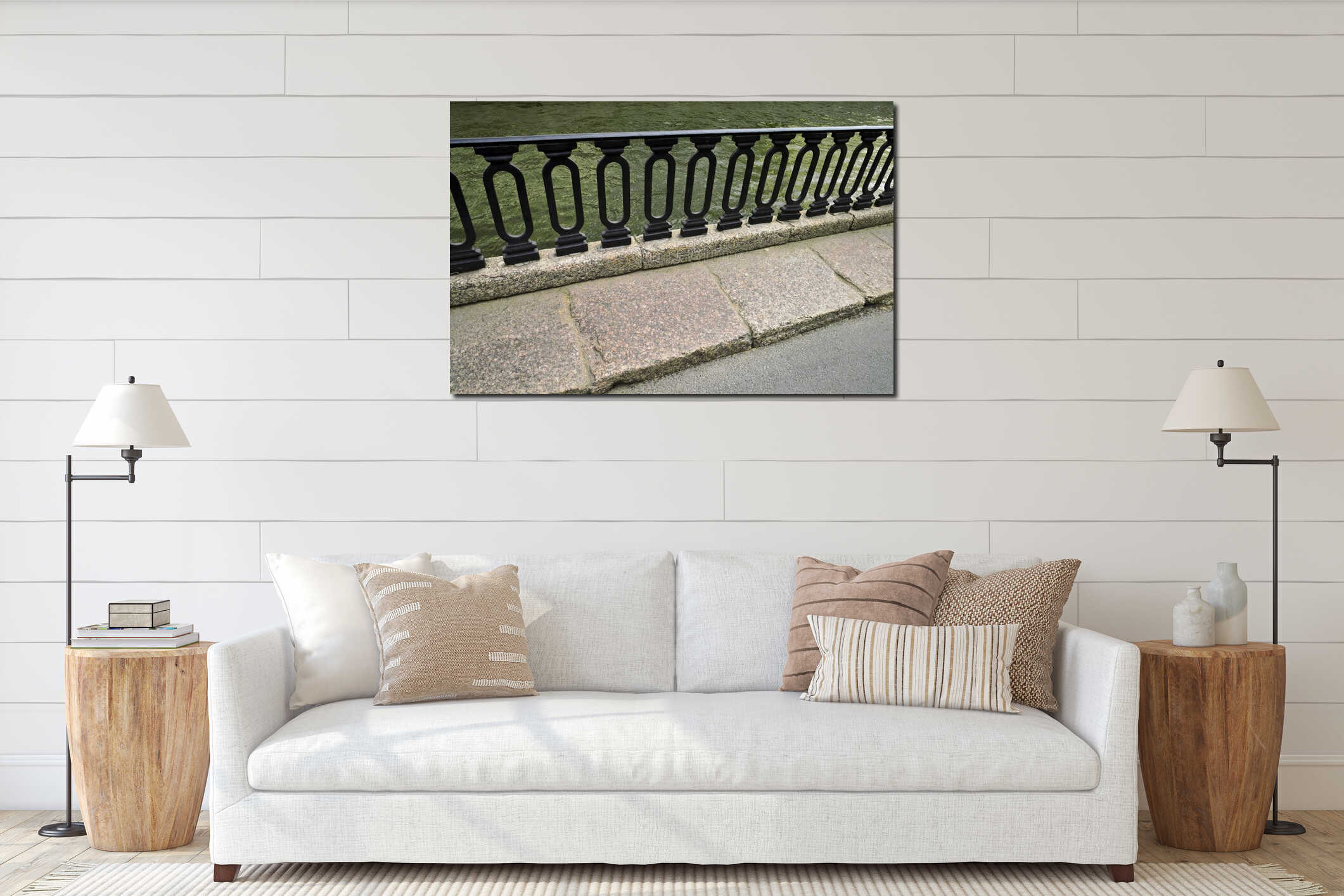 Iron Railings at Moika River Embankment interior mockup