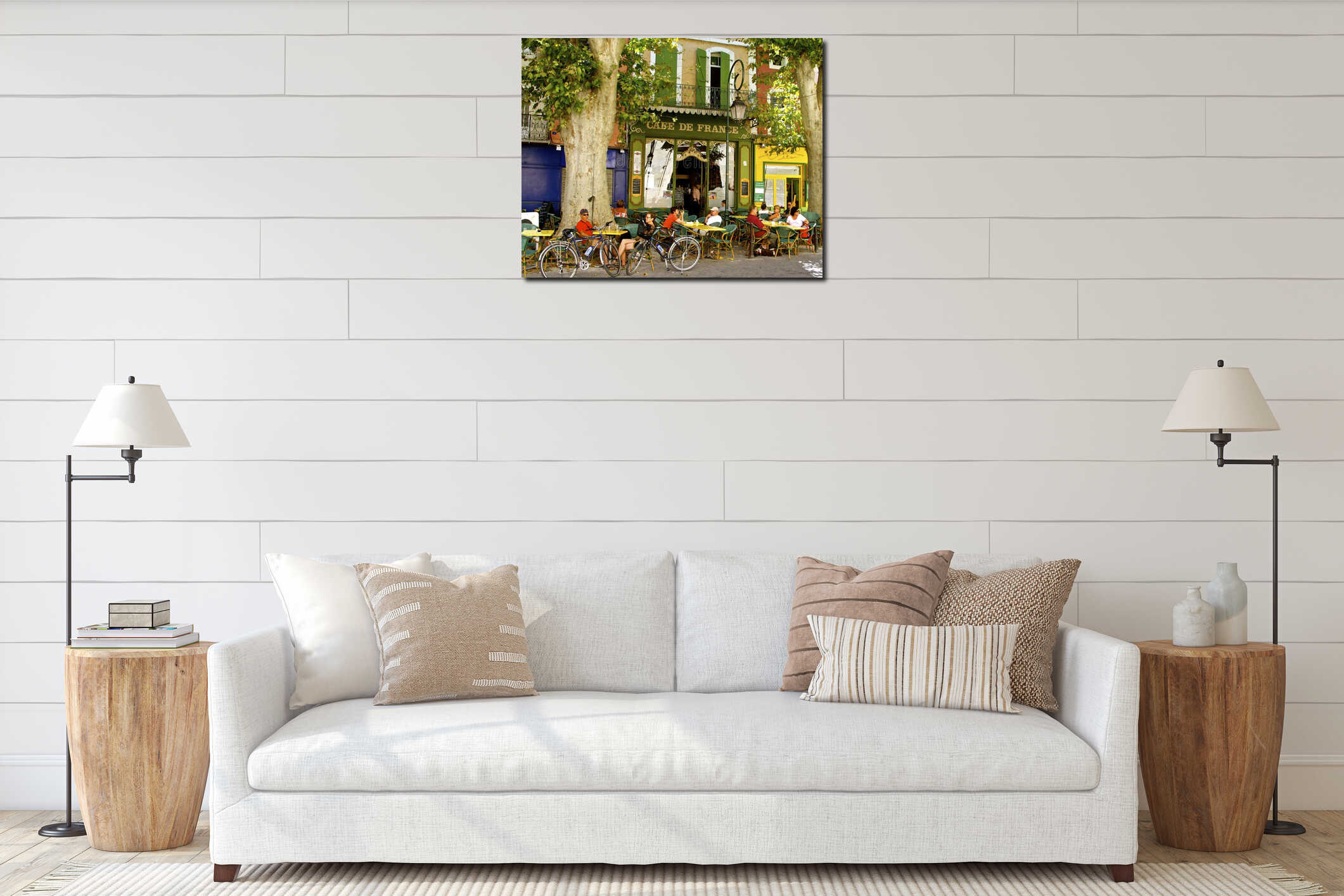 Romantic street cafe, Provence, France interior mockup