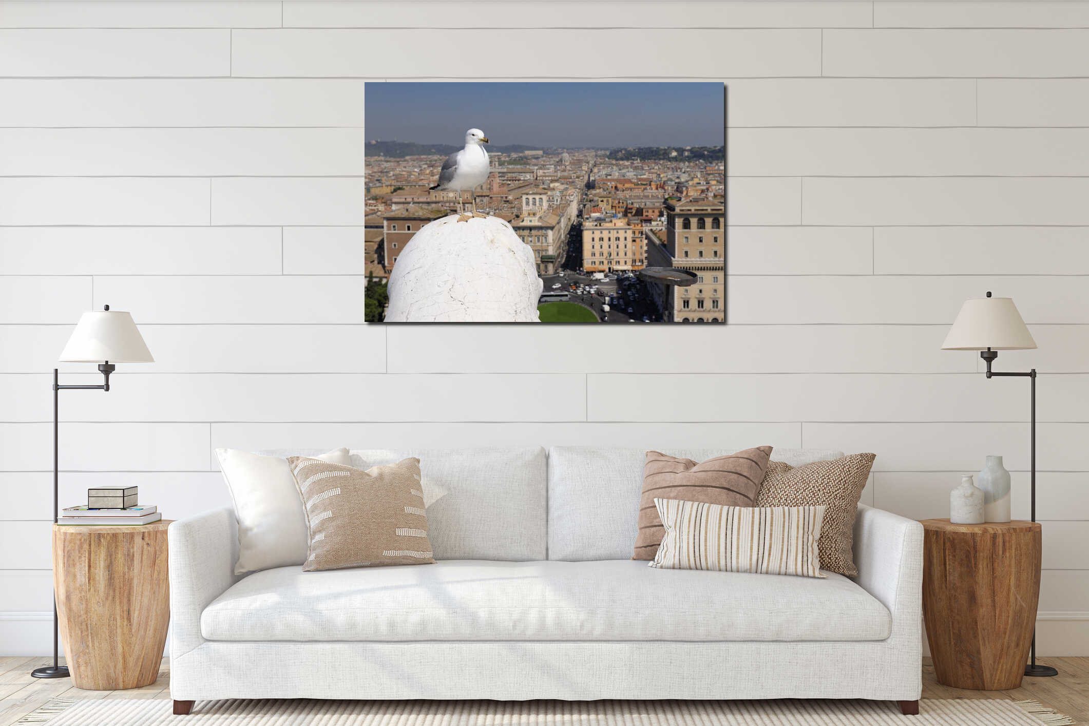 Seagull over Rome, Italy interior mockup
