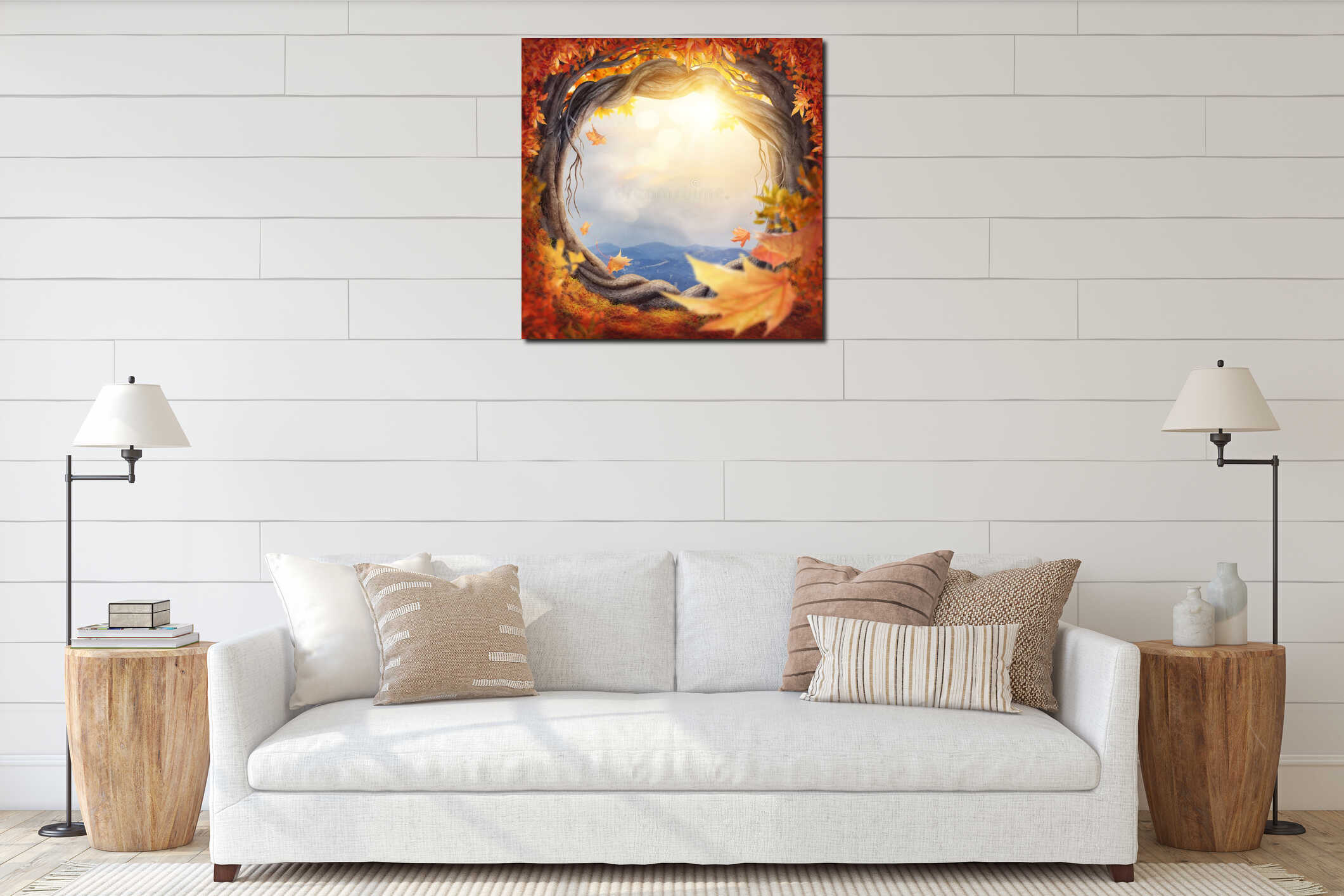 Canvas hanging interior mockup