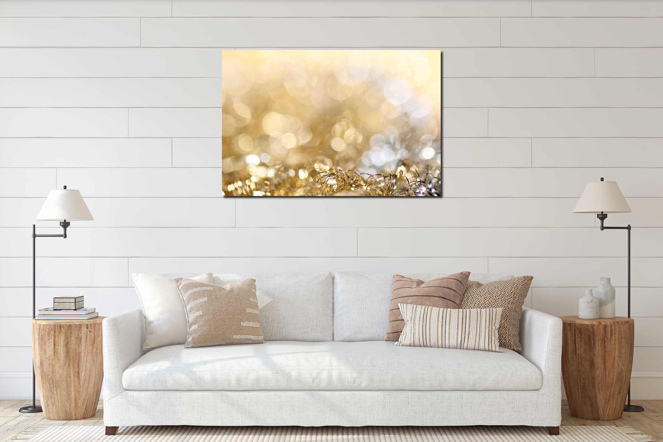 Lights on grey Silver Christmas background interior mockup