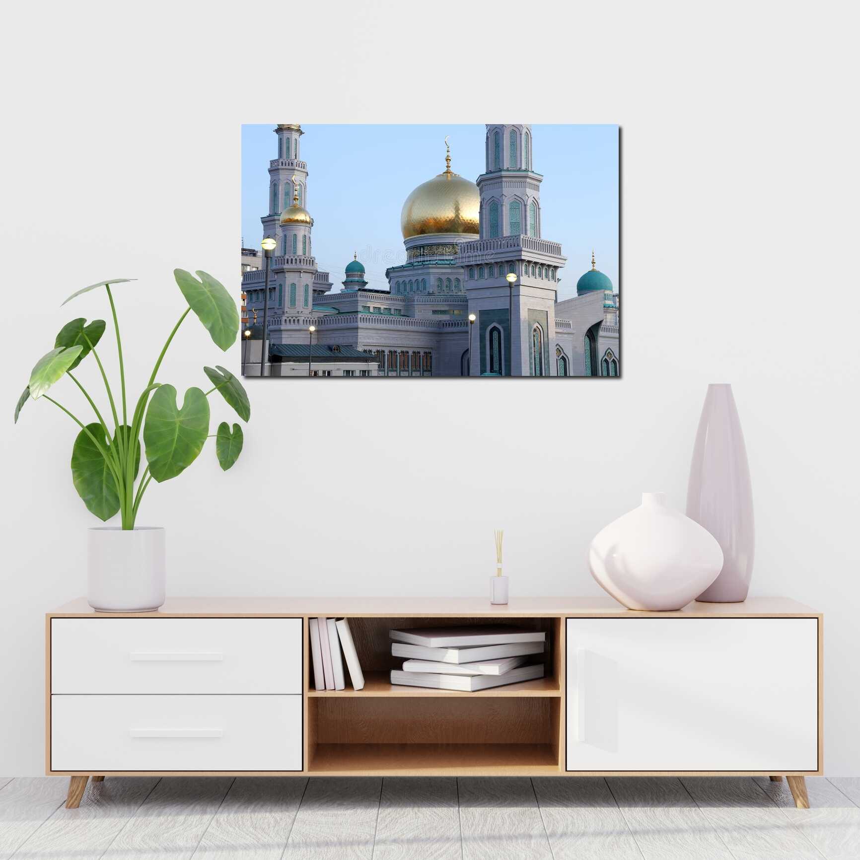 Canvas above sofa for size context