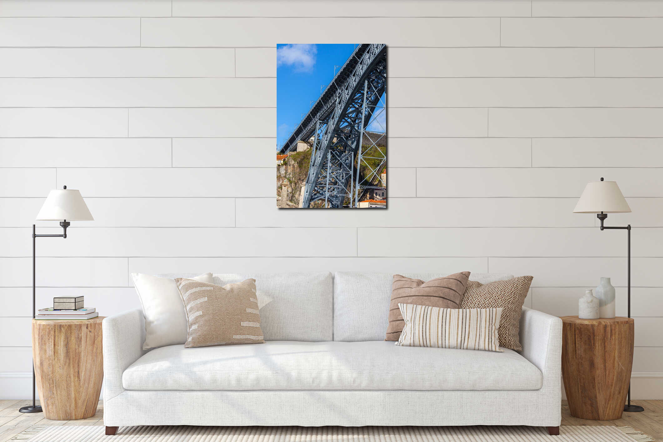Bridge of Dom Luiz in Porto, Portugal interior mockup