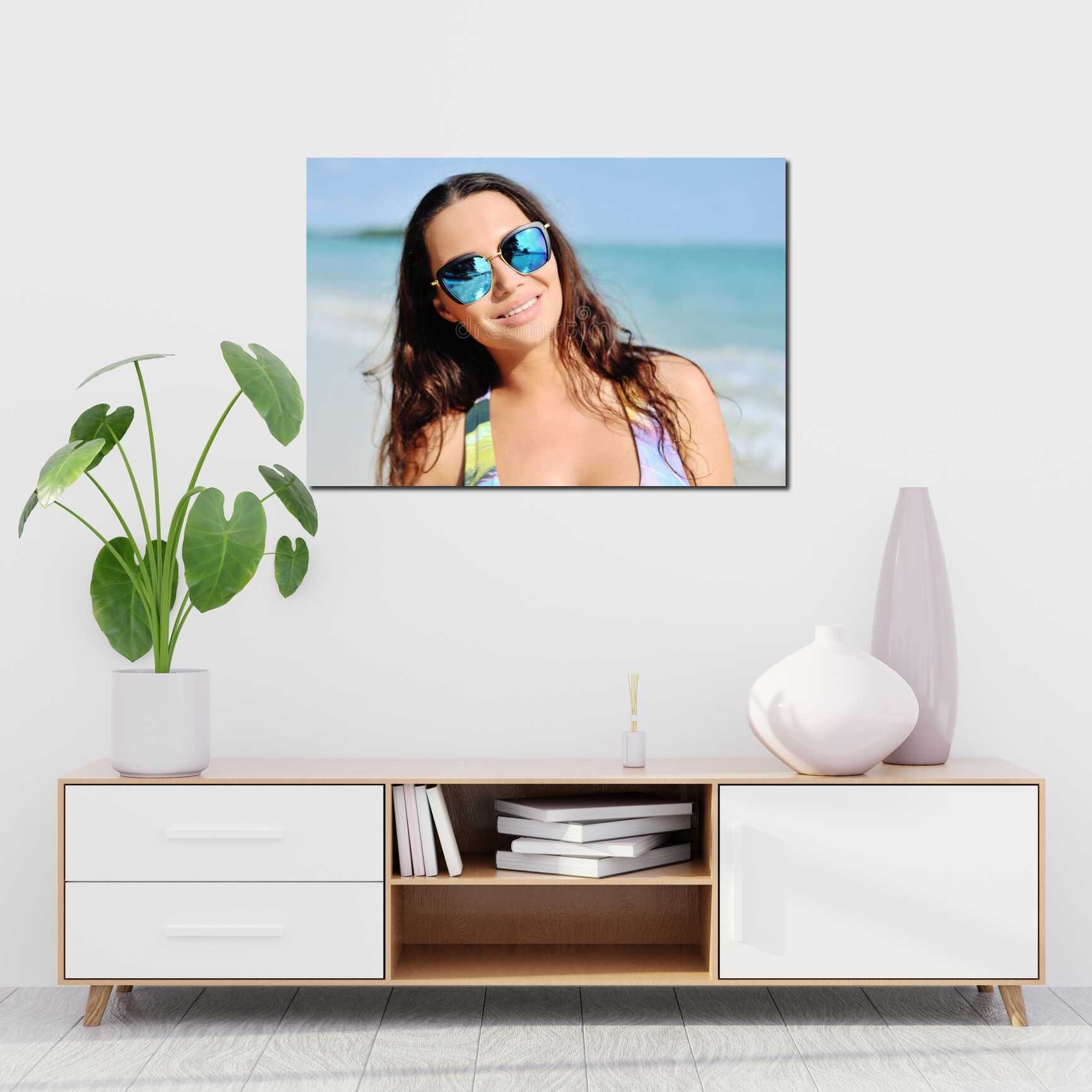 Canvas above sofa for size context