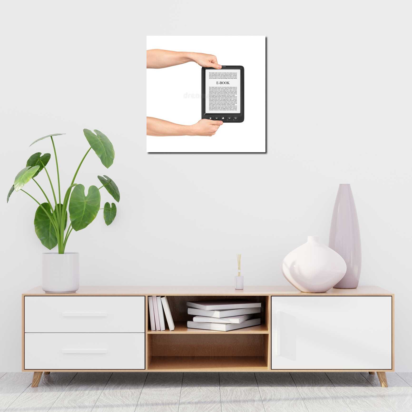 Canvas above sofa for size context