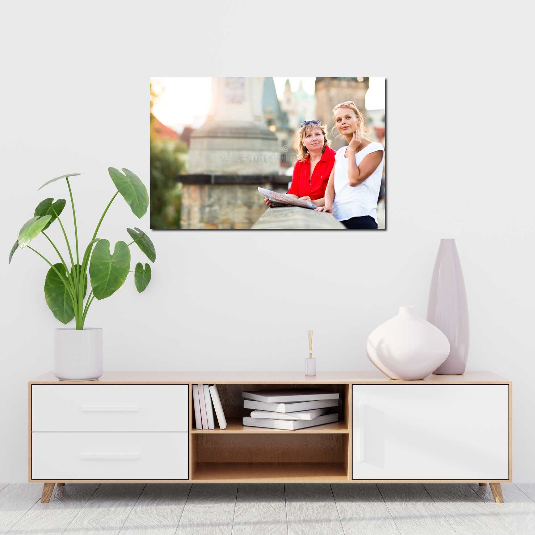 Canvas above sofa for size context