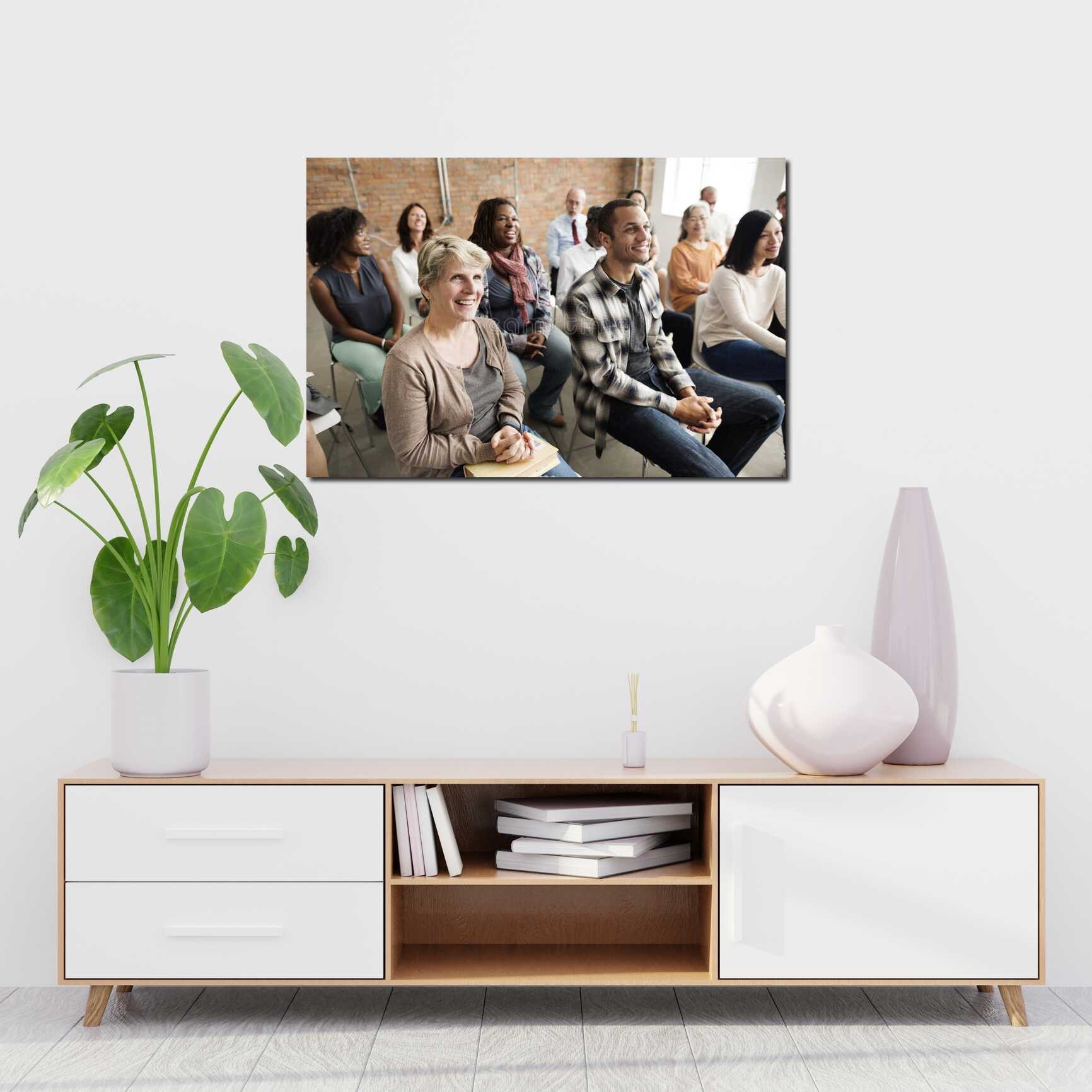 Canvas above sofa for size context