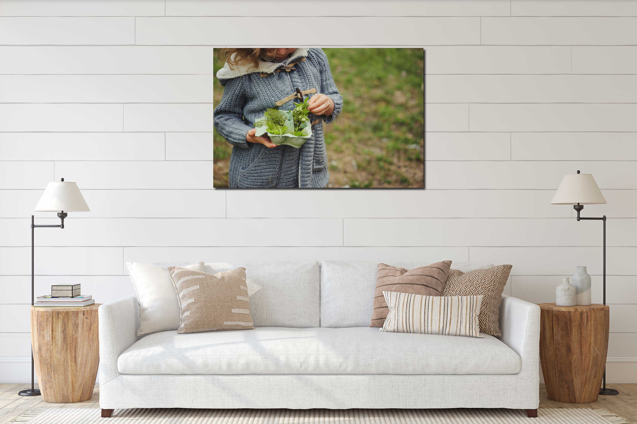 Canvas hanging interior mockup