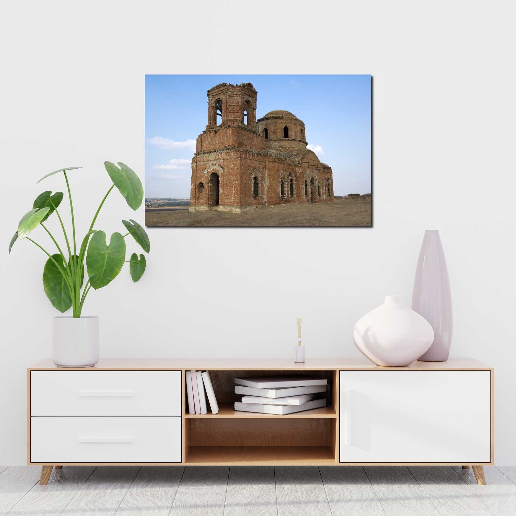 Canvas above sofa for size context