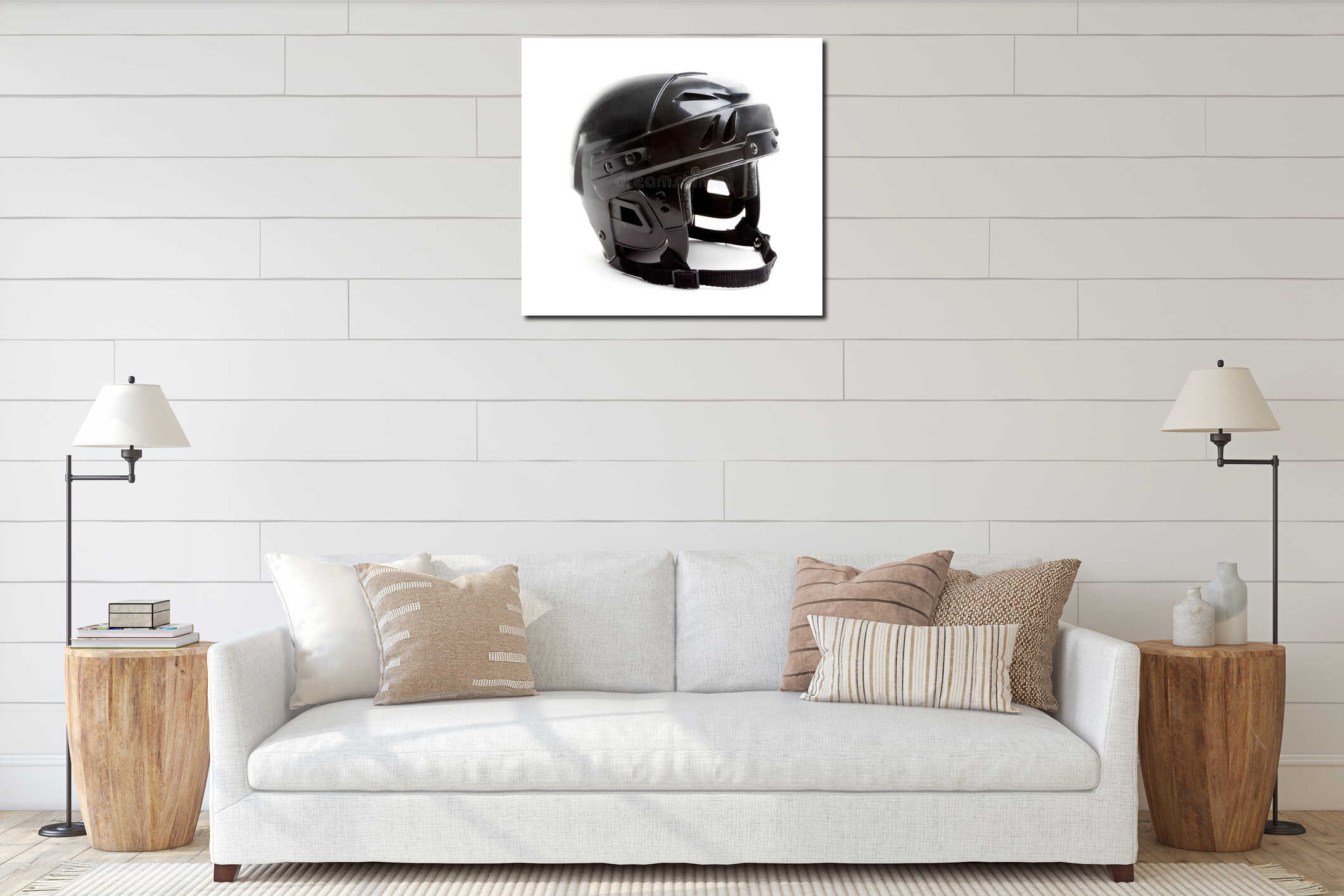 Black Ice Hockey Helmet Isolated on White interior mockup