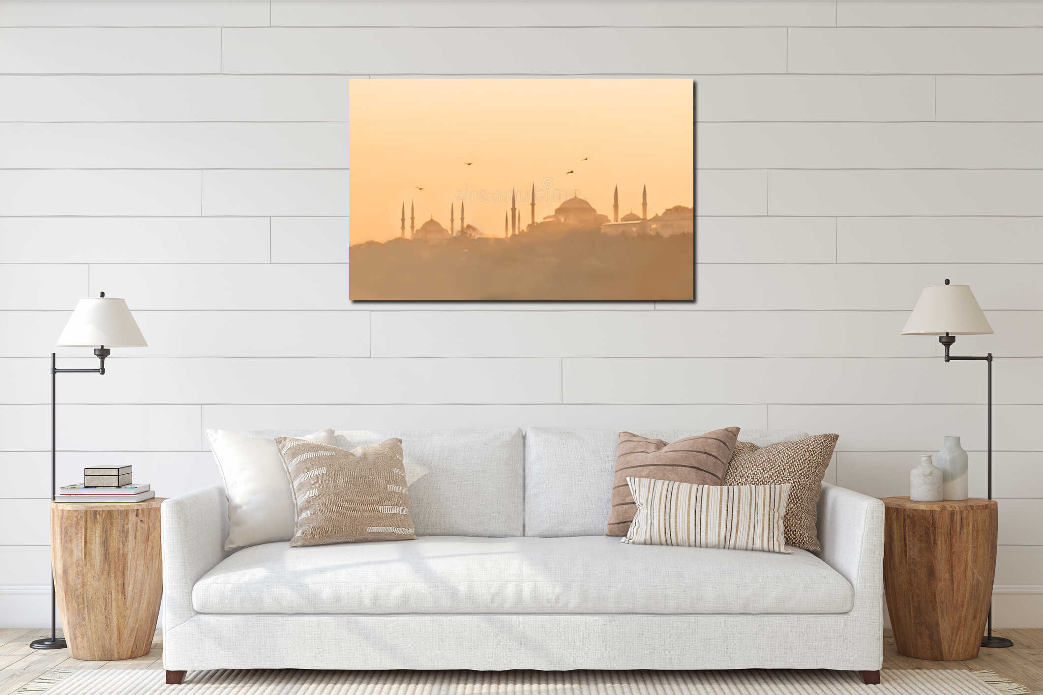 Istanbul mosques silhouette interior mockup