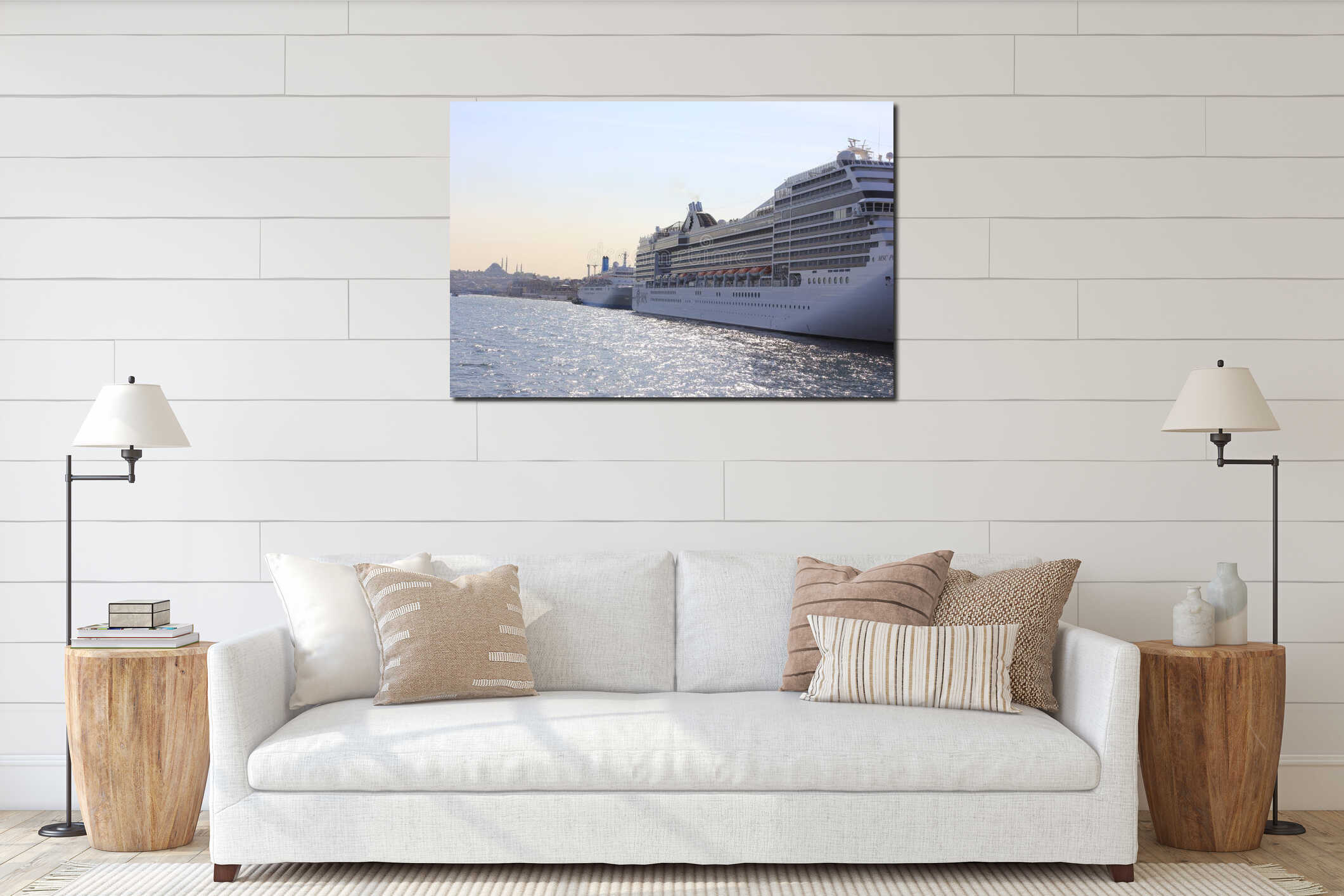 Cruise ship at Bosphorus, Istanbul, Turkey interior mockup