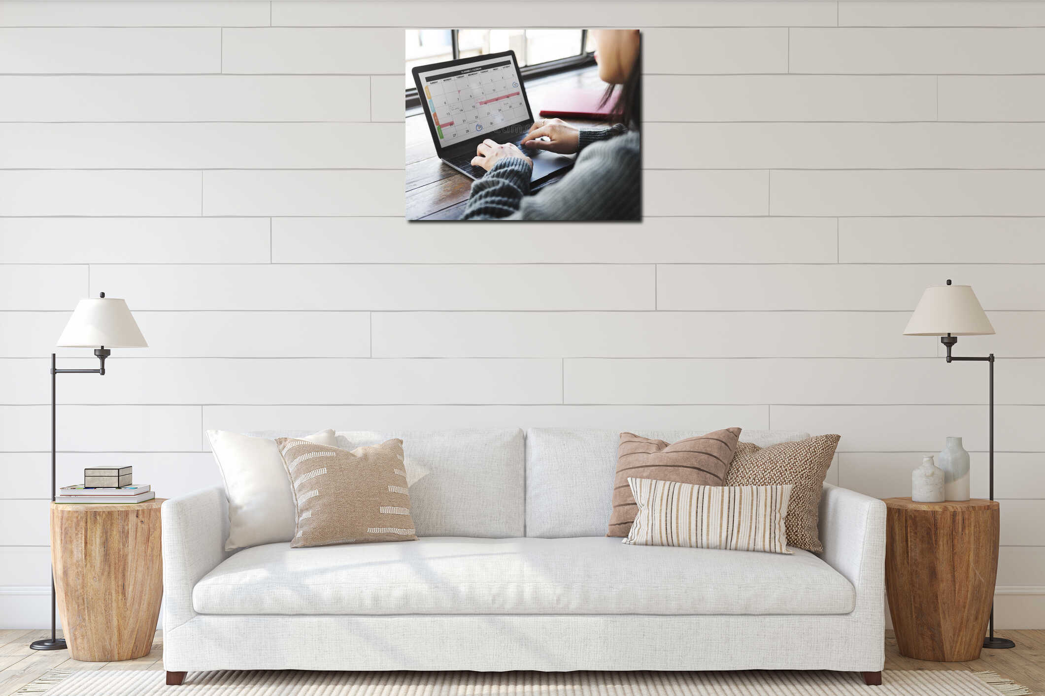 Canvas hanging interior mockup