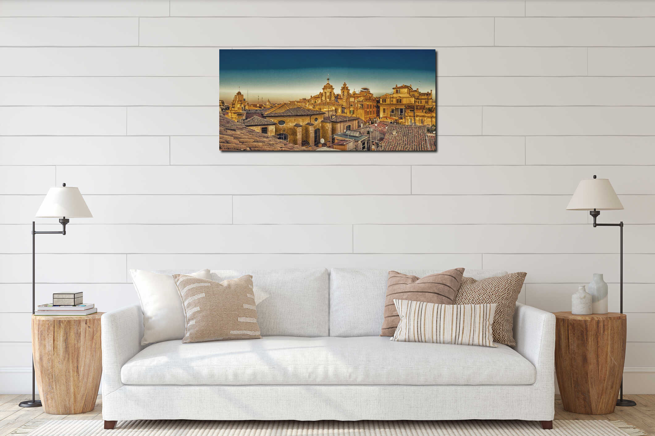 Ancient roofs of Rome interior mockup