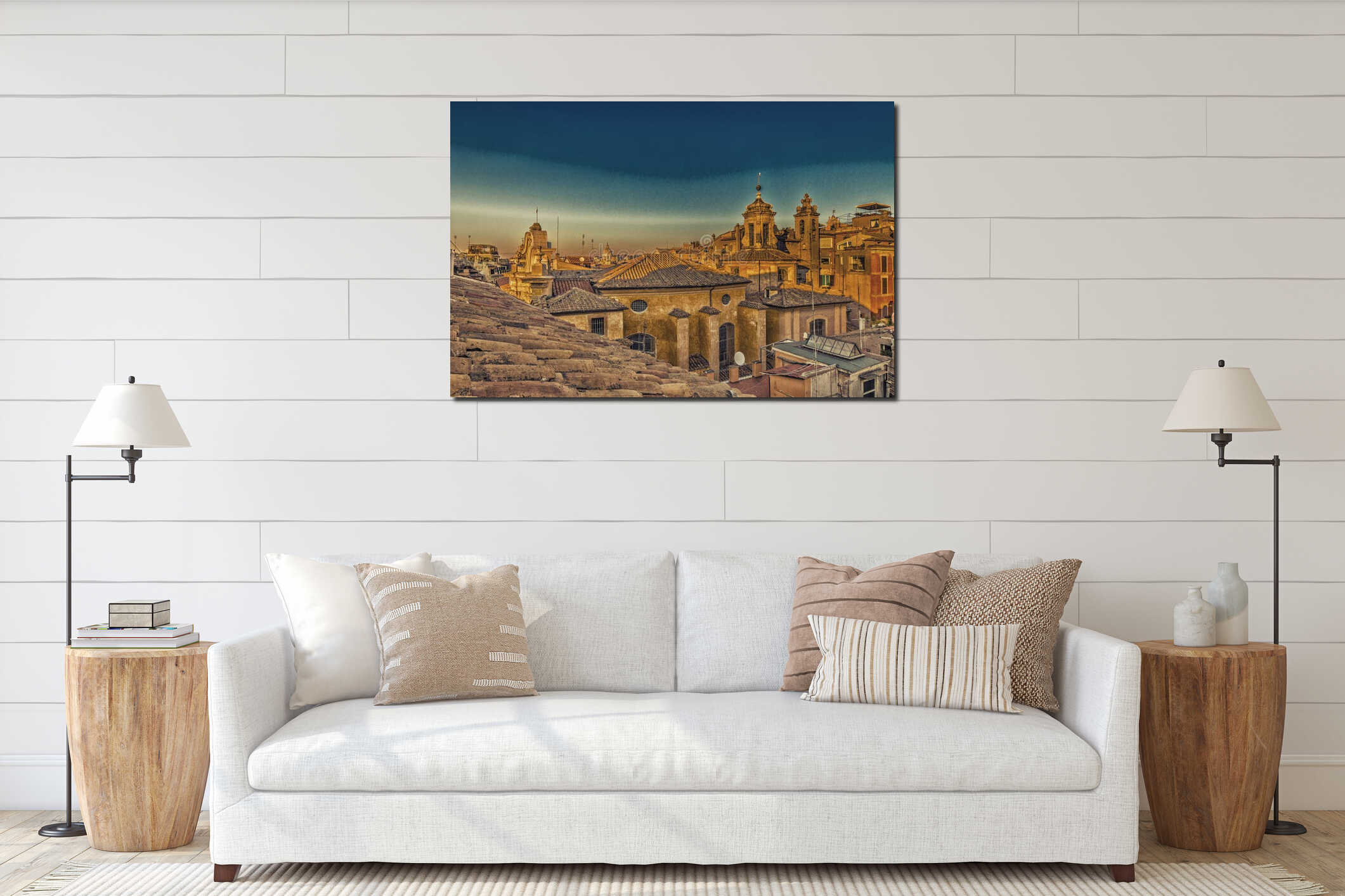 Ancient roofs of Rome interior mockup