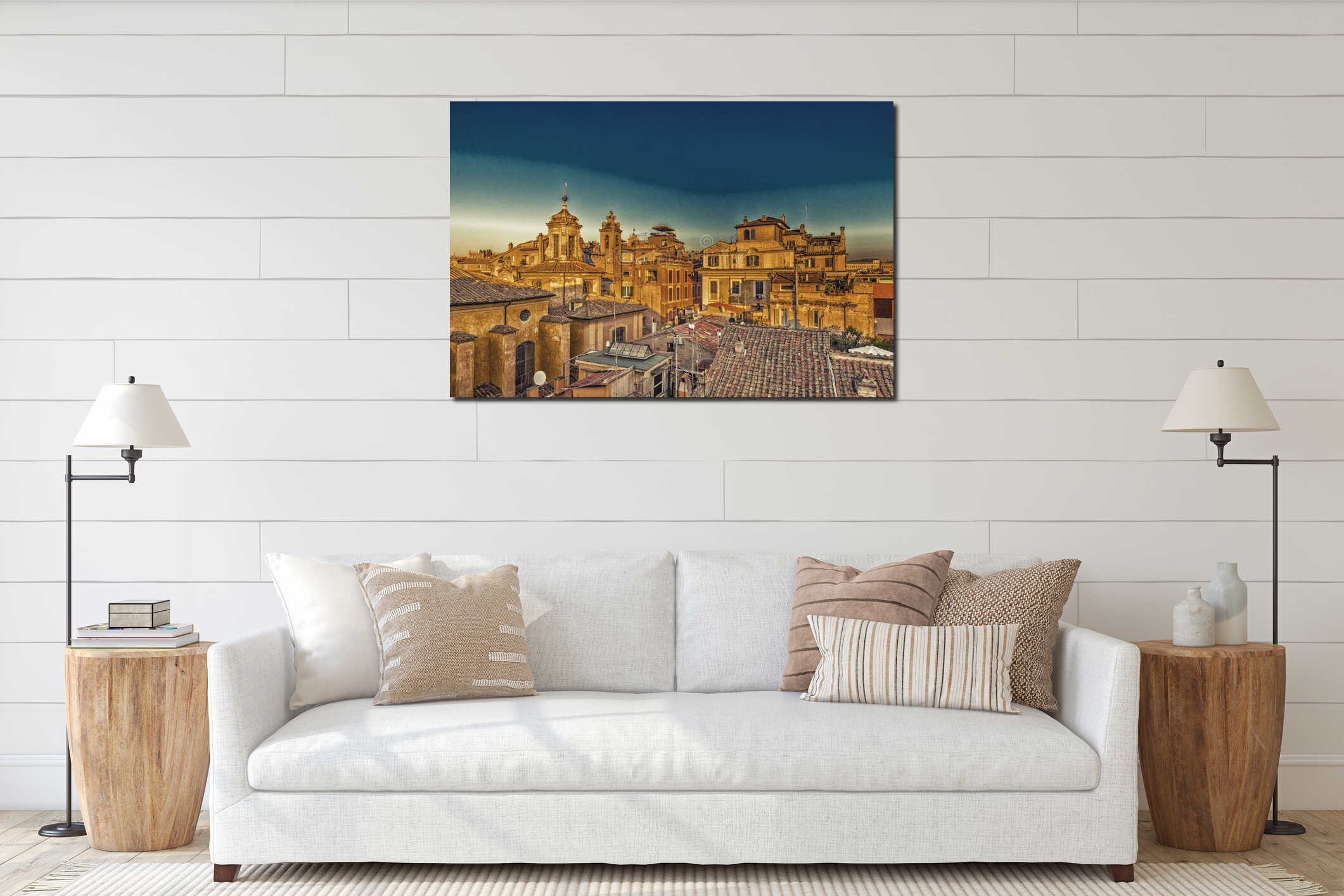 Ancient roofs of Rome interior mockup