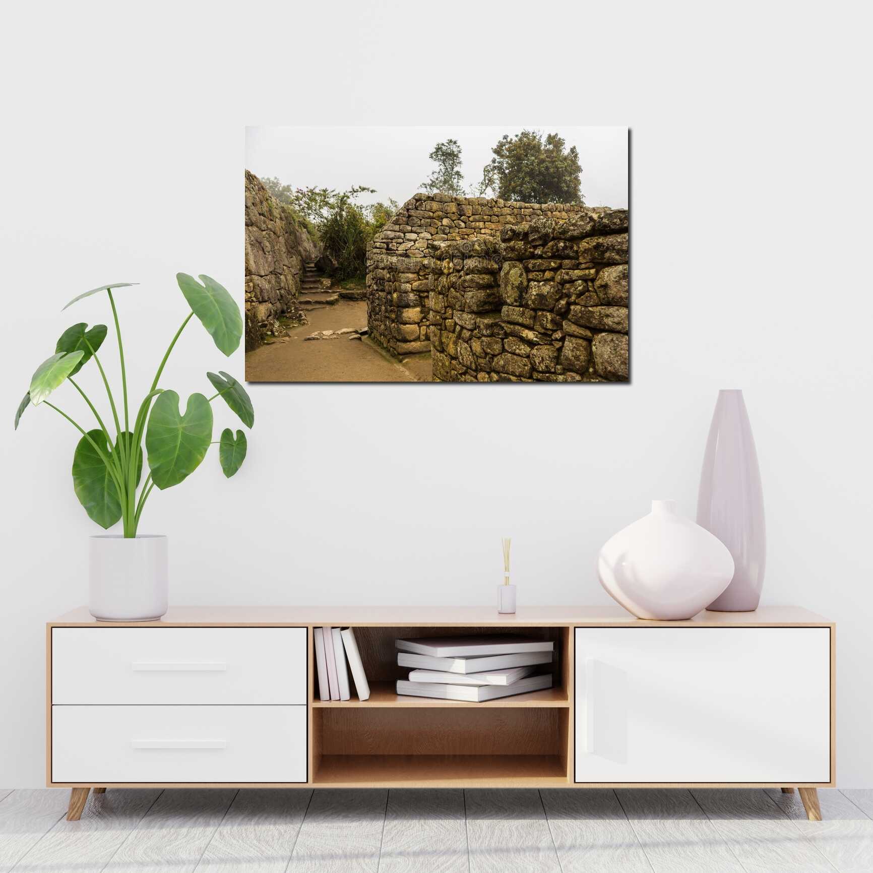 Canvas above sofa for size context