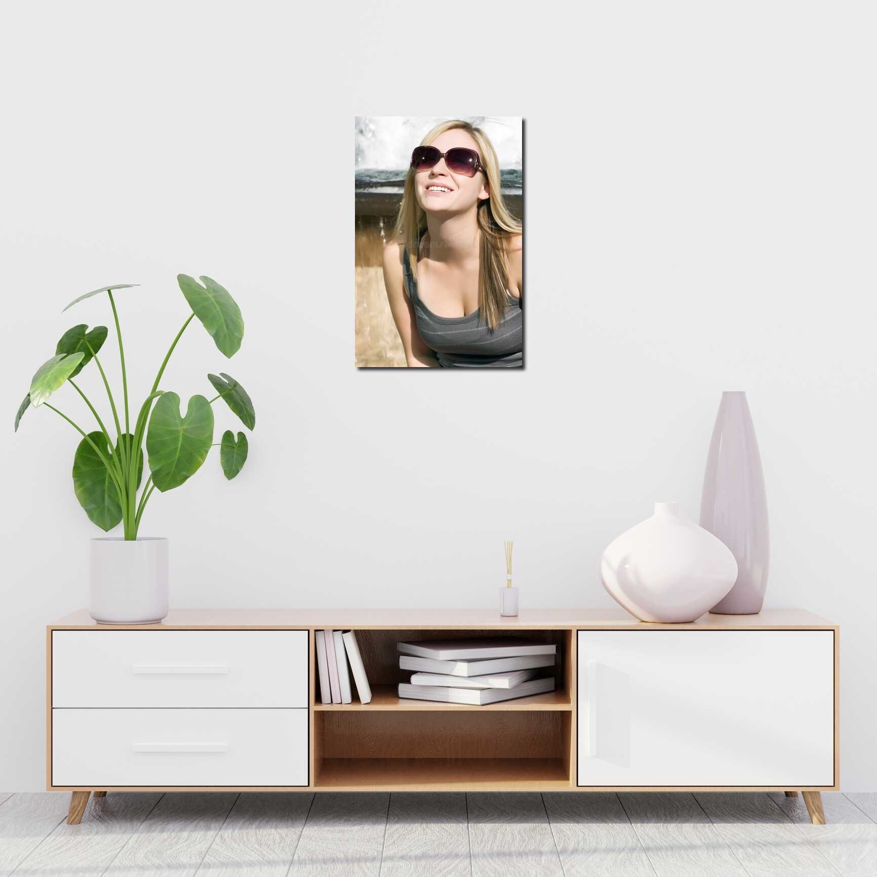 Canvas above sofa for size context