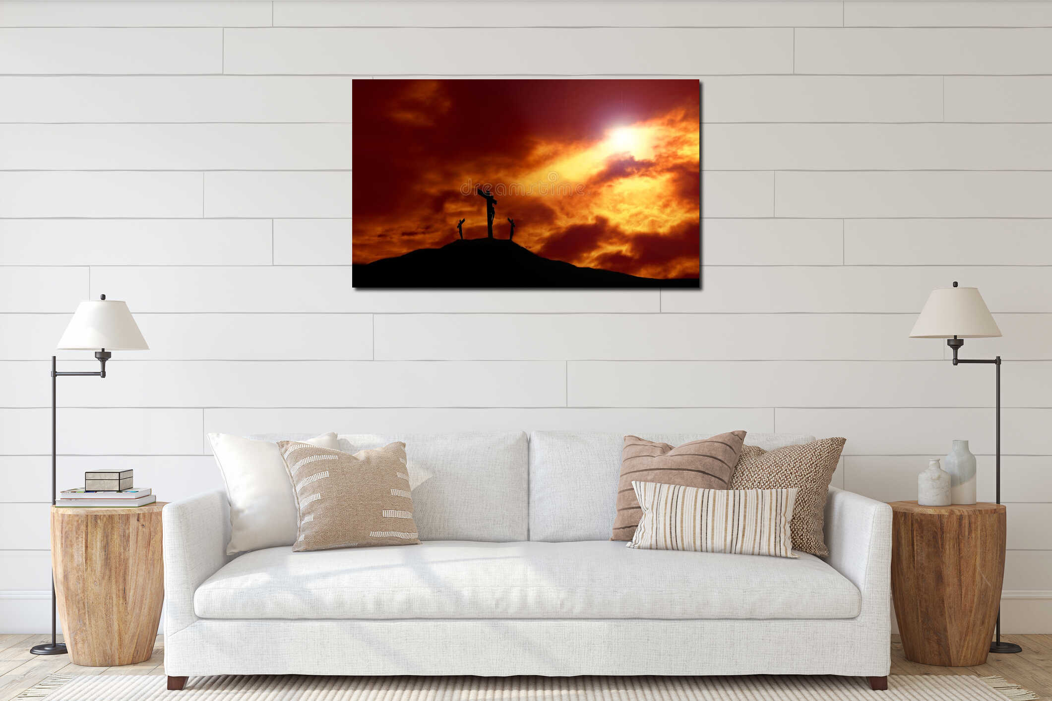 Canvas hanging interior mockup