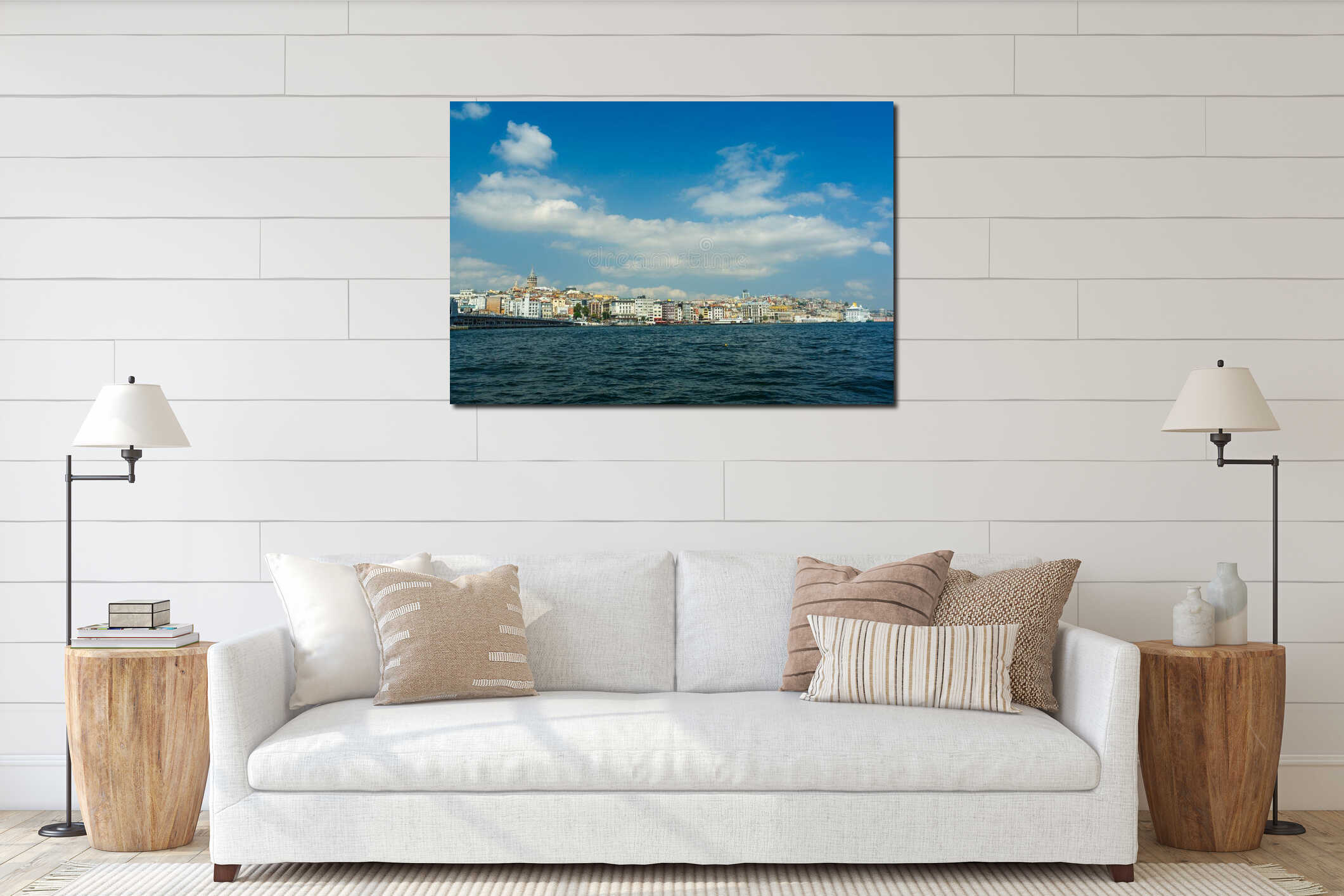 Bosphorus, ships and passenger ferries in the Bosphorus, Istanbul interior mockup