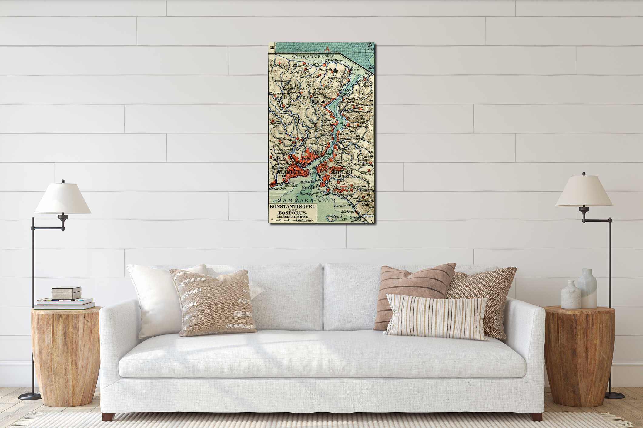 Old map from geographical Atlas, 1890. The Turkish Ottoman Empire. Turkey. Istanbul, the Bosphorus. interior mockup