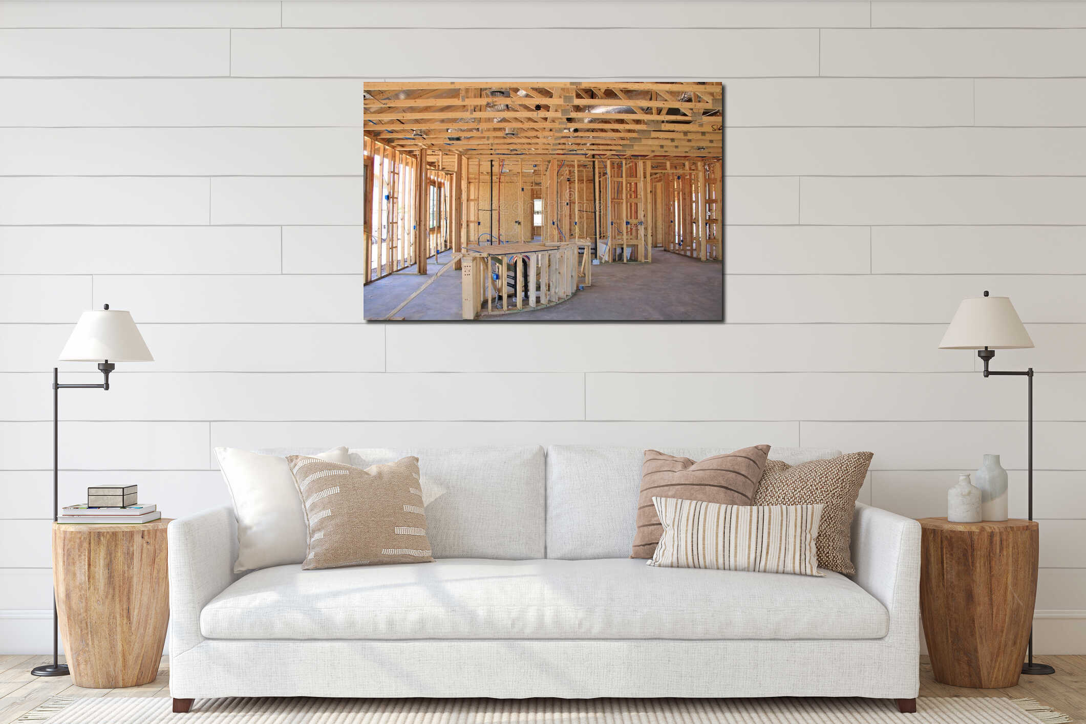 Canvas hanging interior mockup