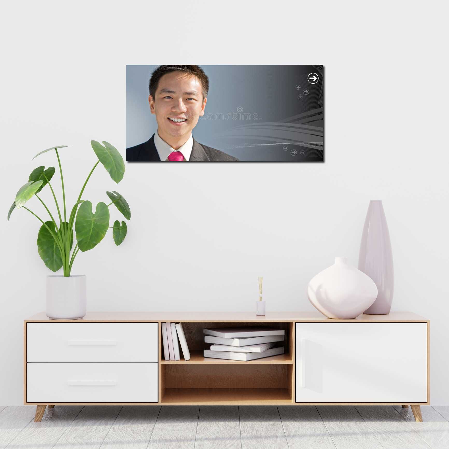 Canvas above sofa for size context