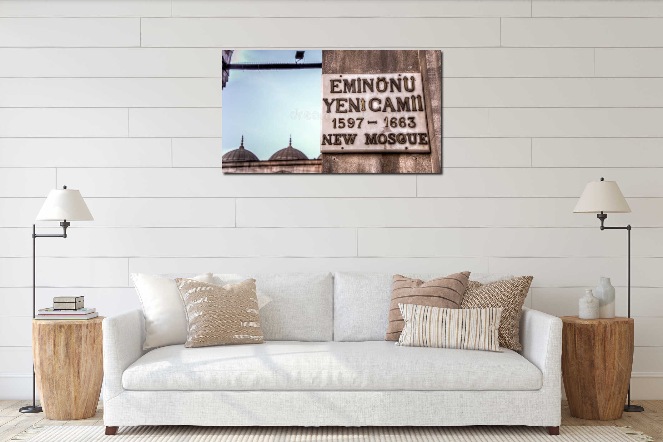 Sign of Yeni Cami New Mosque Istanbul interior mockup