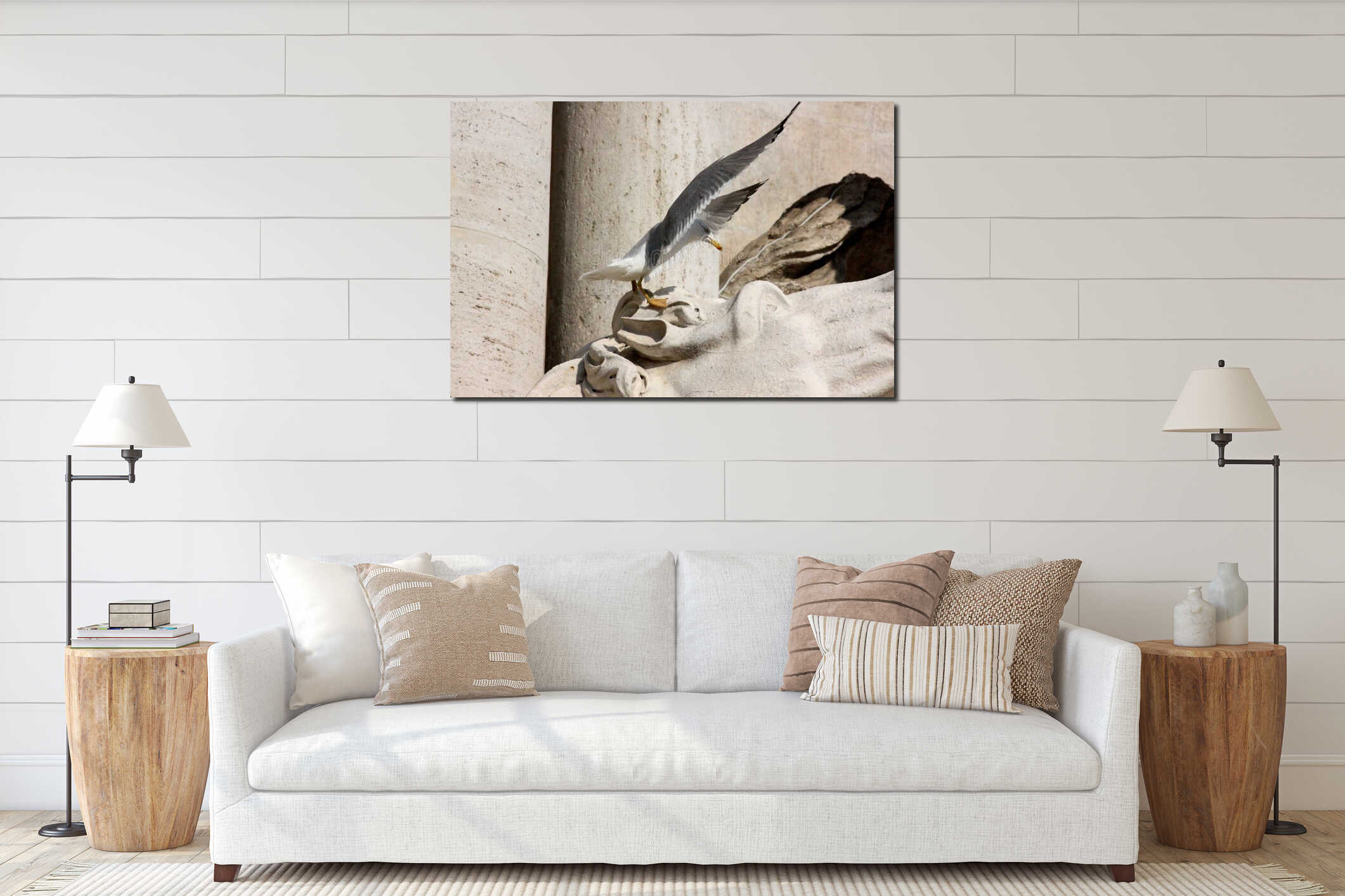 Seagull in Rome, Italy interior mockup