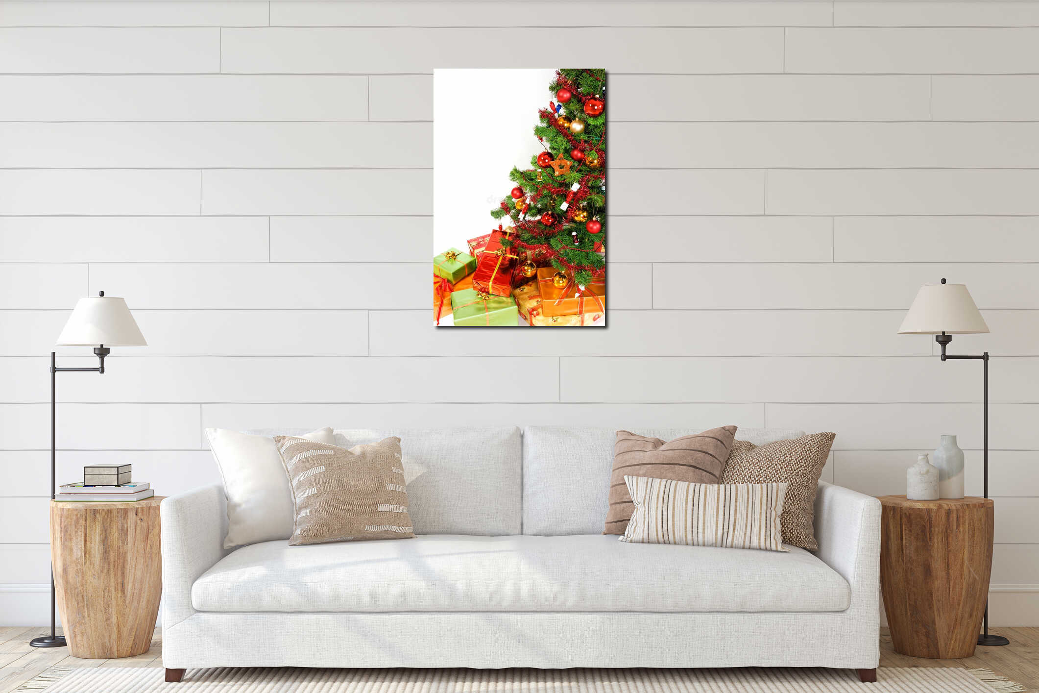 Close-uo of Christmas tree interior mockup