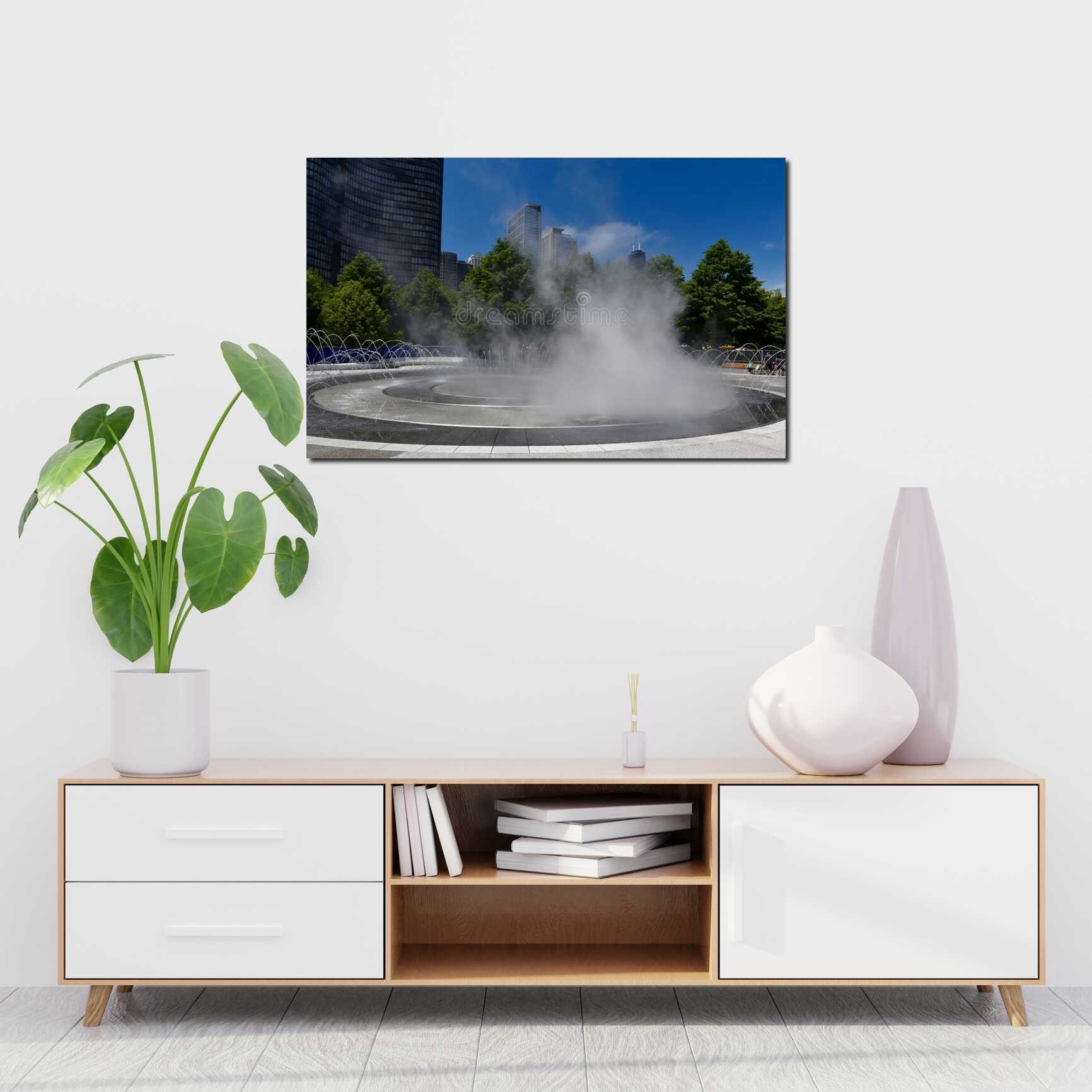 Canvas above sofa for size context