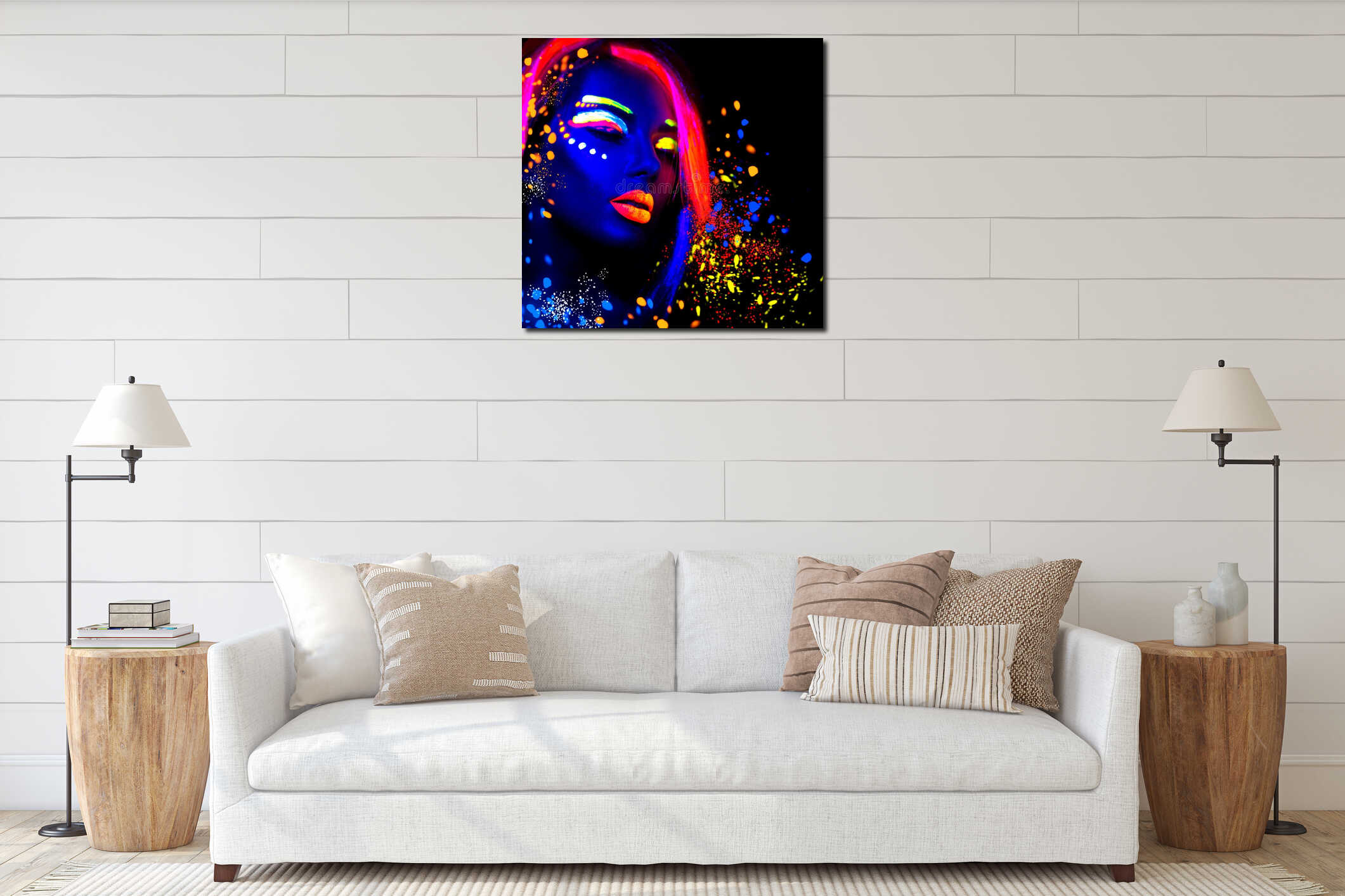 Canvas hanging interior mockup