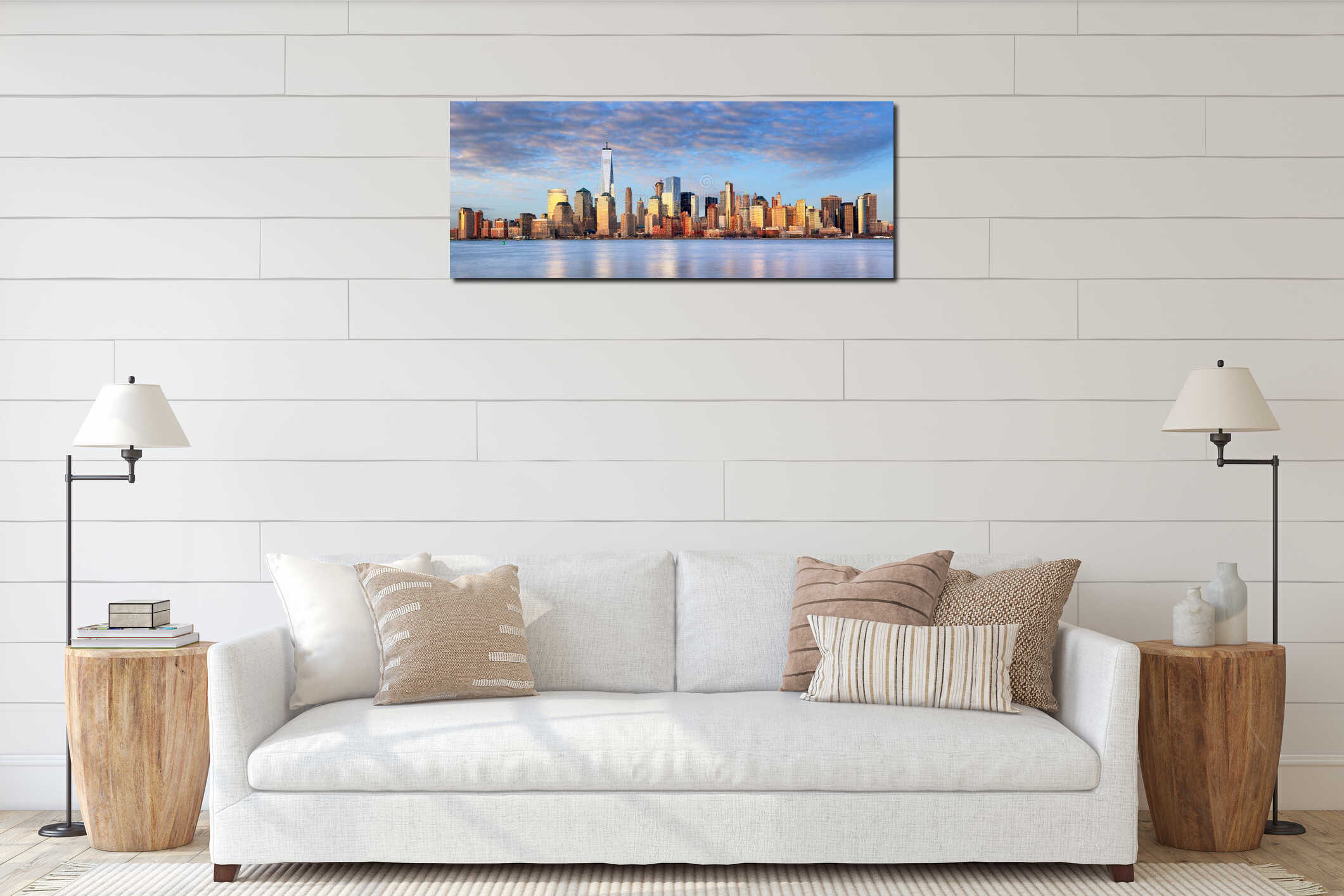 New York cityscape, USA interior mockup
