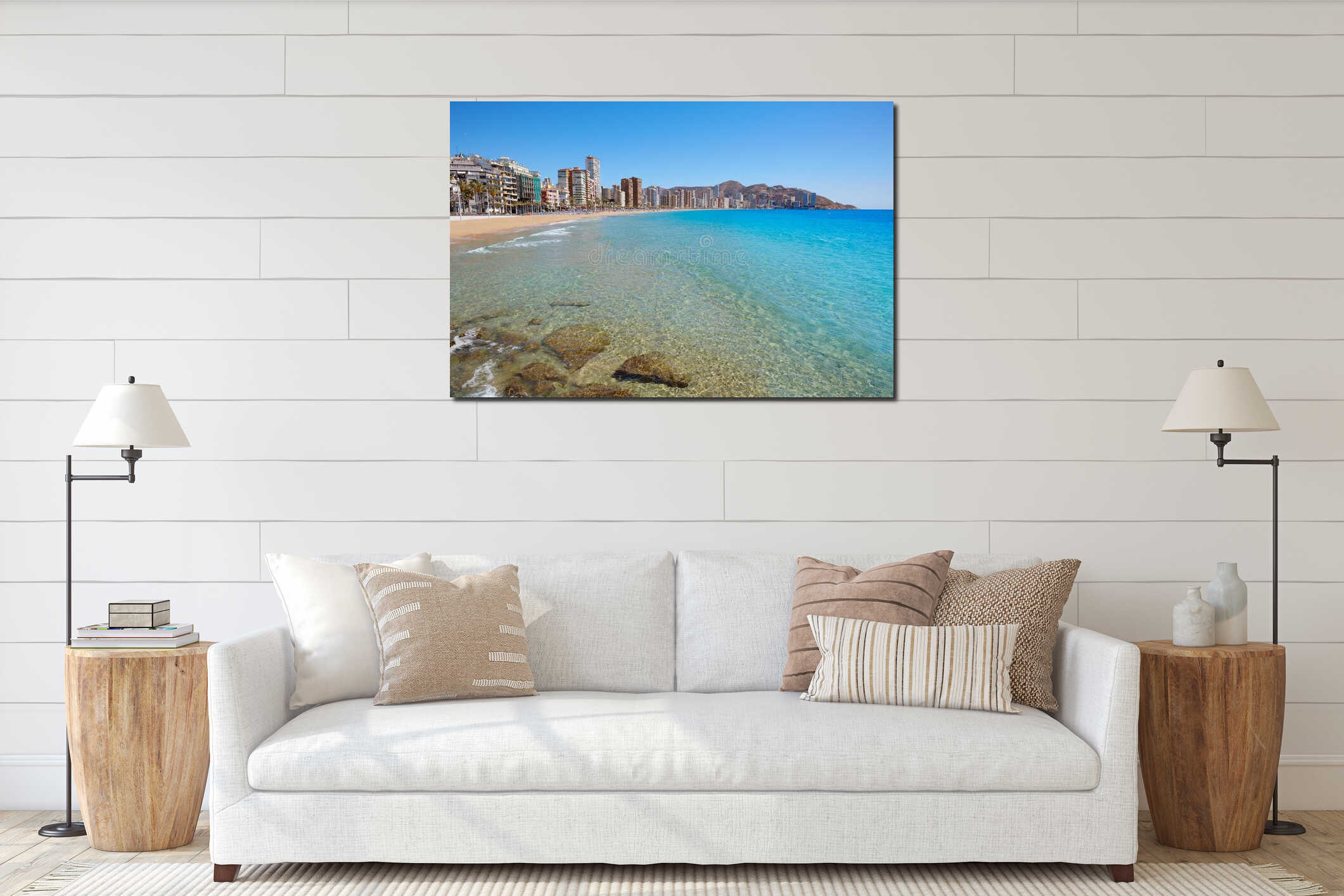 Benidorm Levante beach in Alicante Spain interior mockup