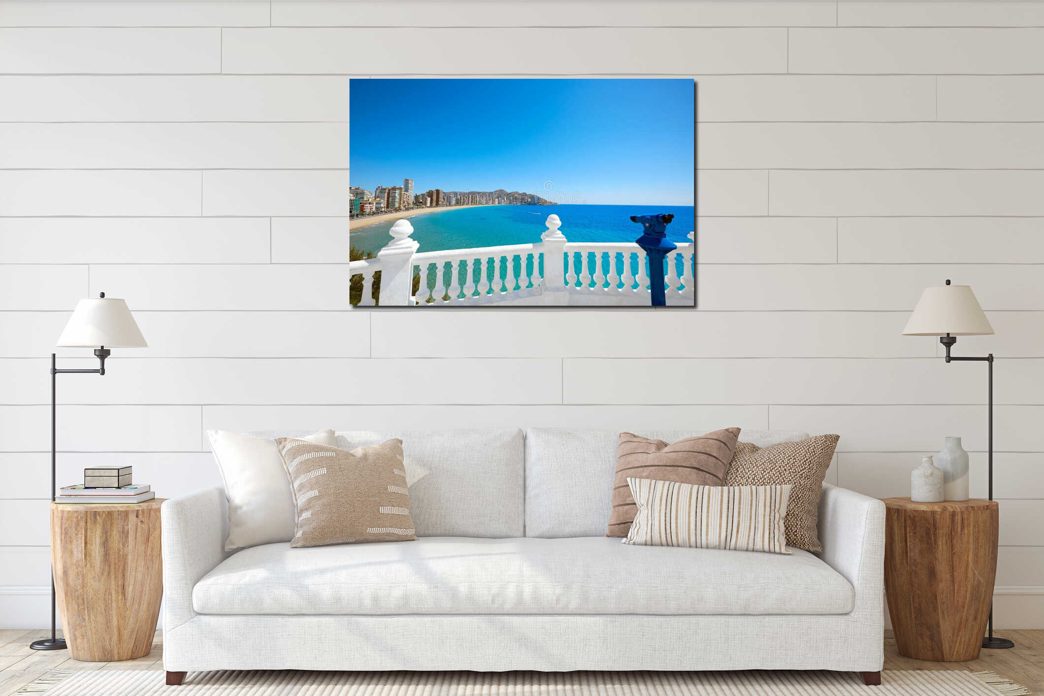 Benidorm Levante beach in Alicante Spain interior mockup