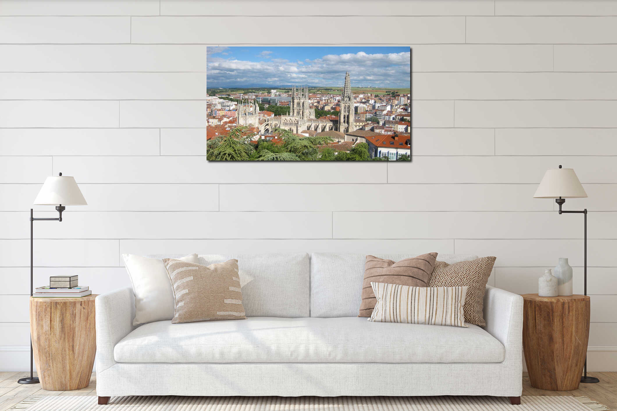 Overview of the city of Burgos, Spain. interior mockup