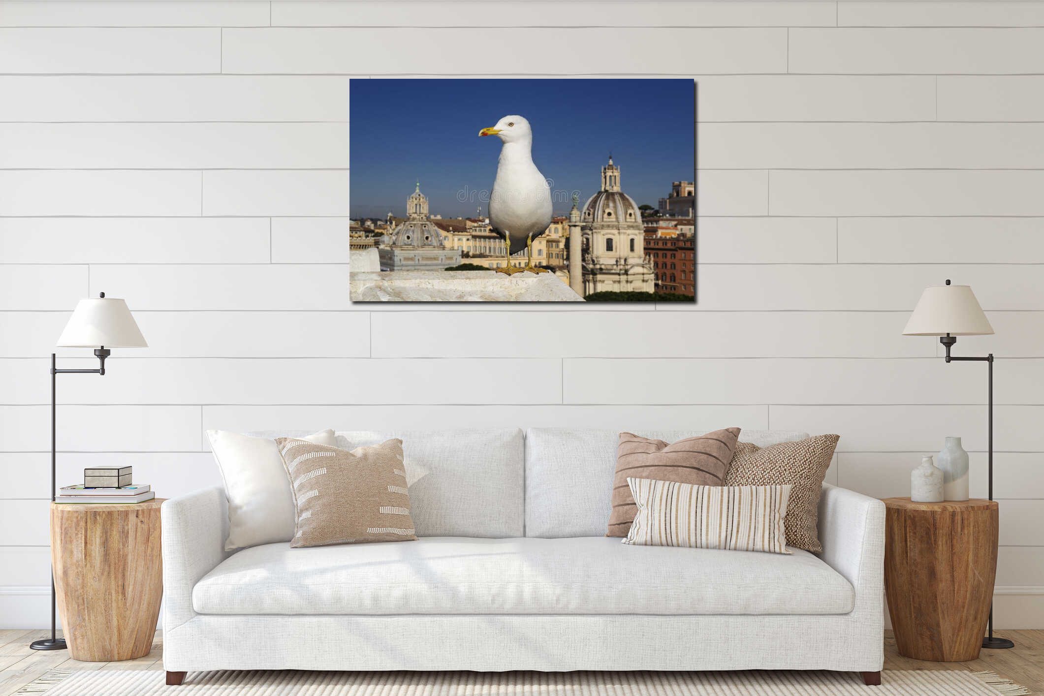 Rome seagull and monuments interior mockup