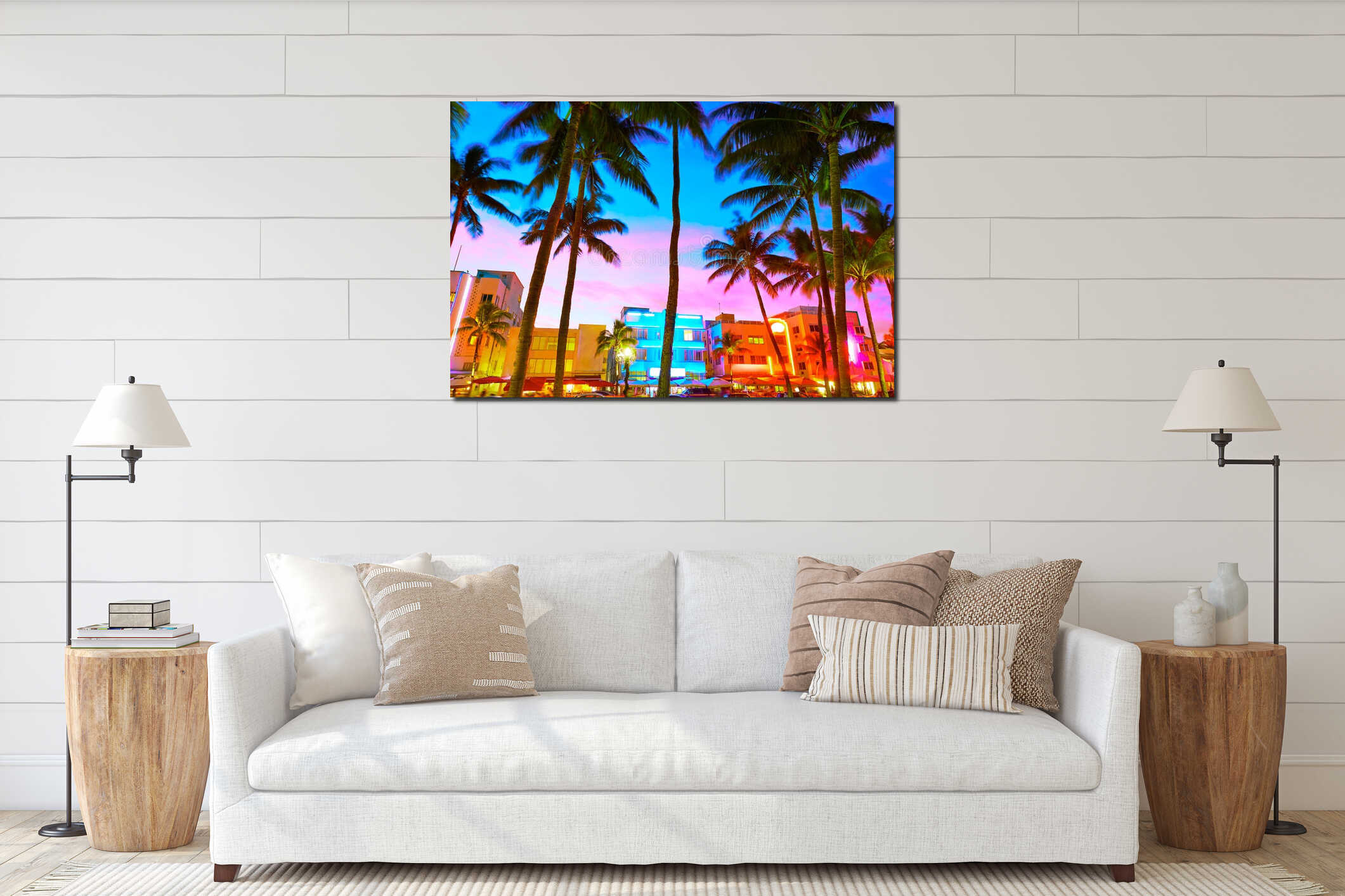 Miami South Beach sunset Ocean Drive Florida interior mockup