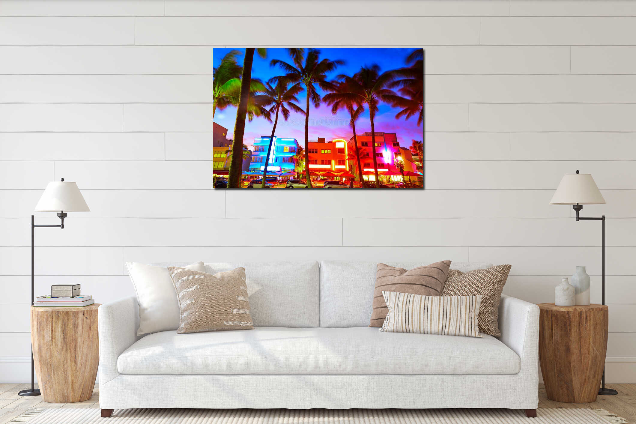 Miami South Beach sunset Ocean Drive Florida interior mockup